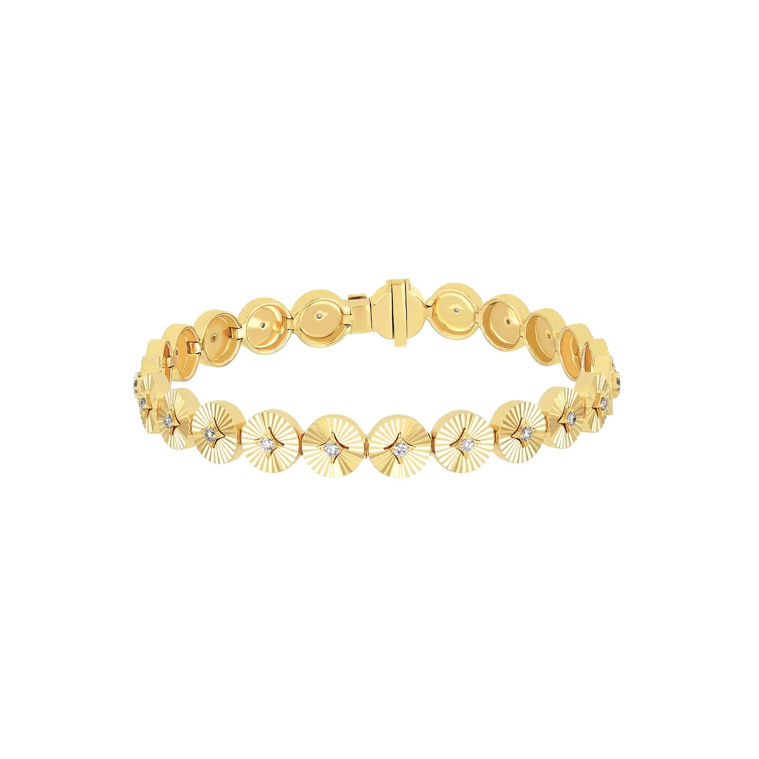 Gold & Diamond Fluted Disc Eternity Bracelet sold by EF Collection