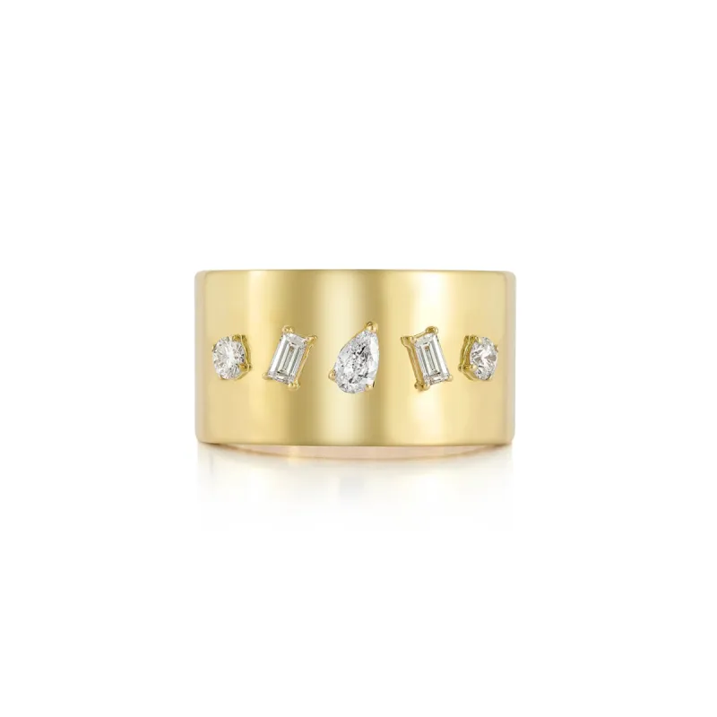 Diamond Multifaceted Cigar Ring sold by EF Collection