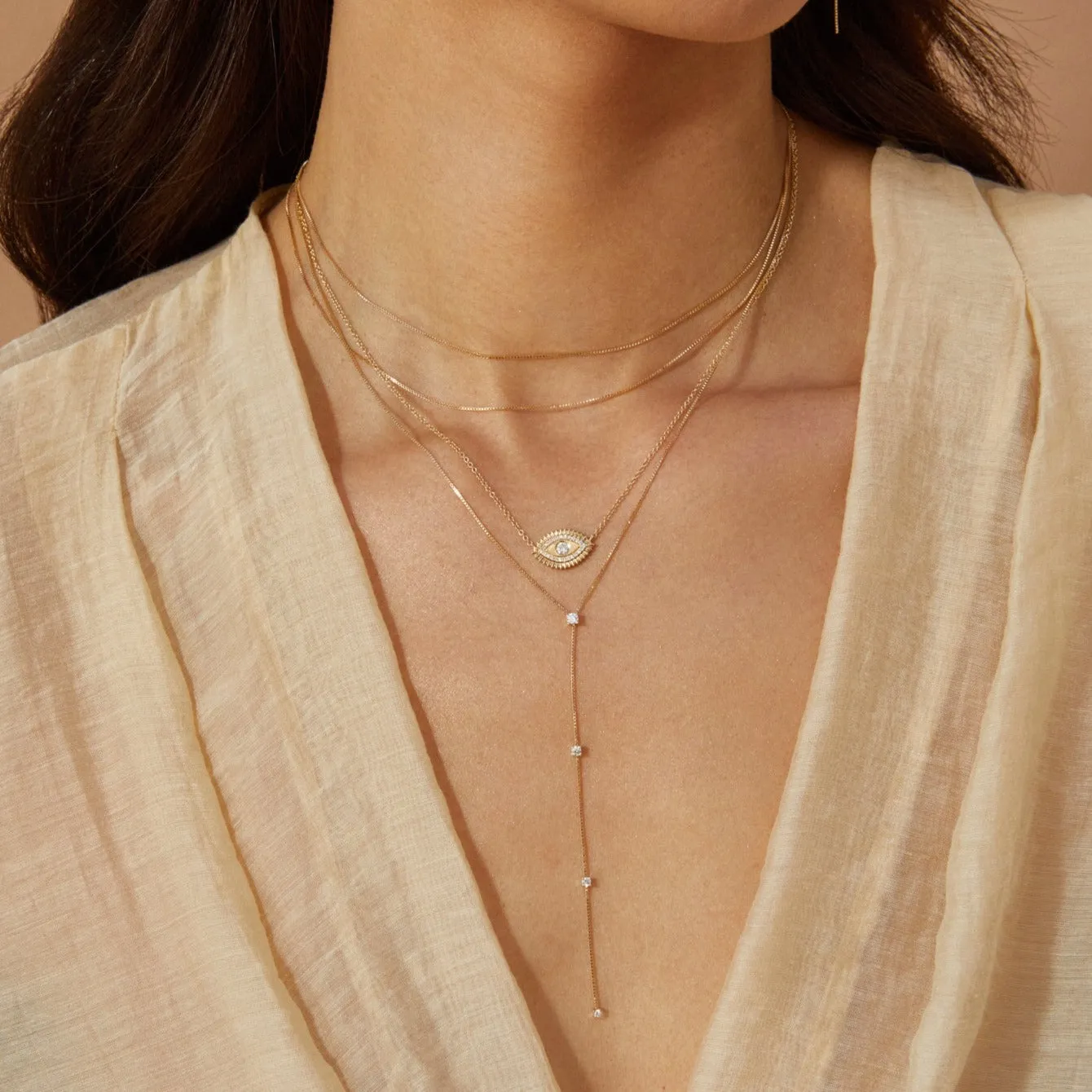 Gold & Diamond Evil Eye Protection Necklace sold by EF Collection product image thumbnail 2