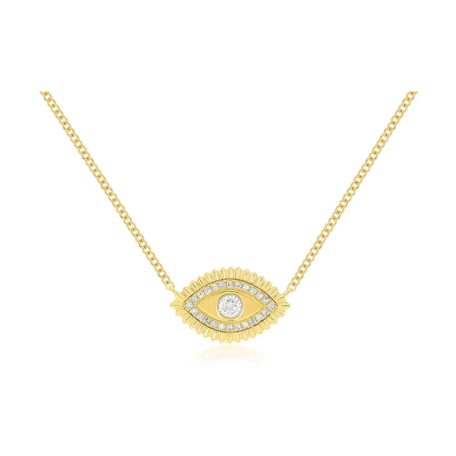 Gold & Diamond Evil Eye Protection Necklace sold by EF Collection