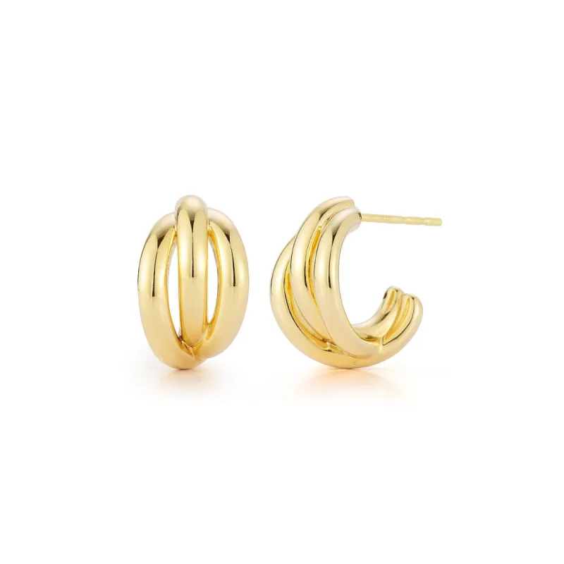 Gold Knot Huggie Earrings sold by EF Collection