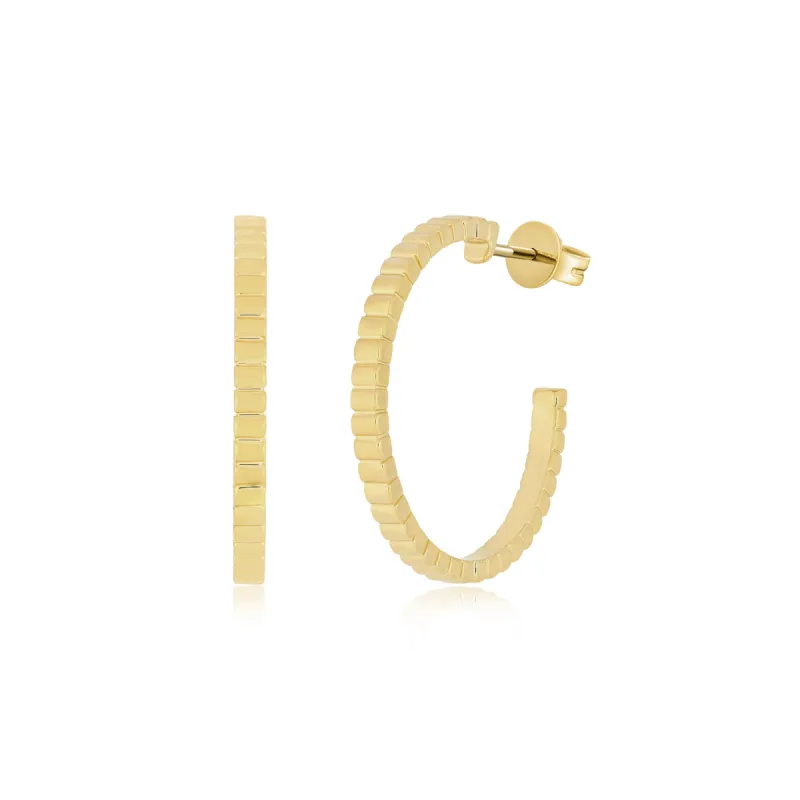 Gold Fluted Hoop Earrings sold by EF Collection