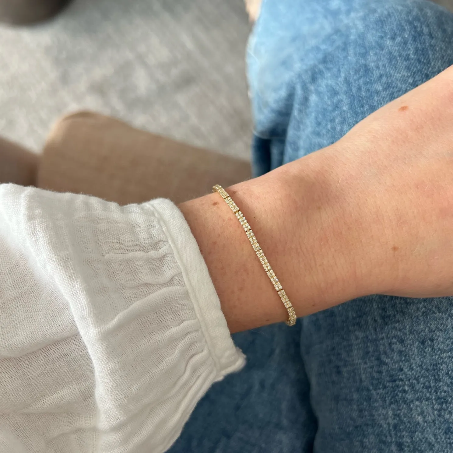 Double Row Diamond Eternity Bracelet sold by EF Collection product image thumbnail 4