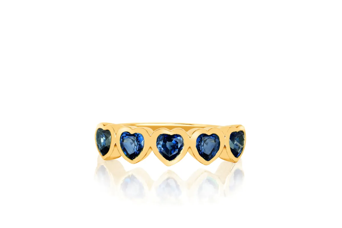 Blue Sapphire Multi Heart Ring sold by EF Collection