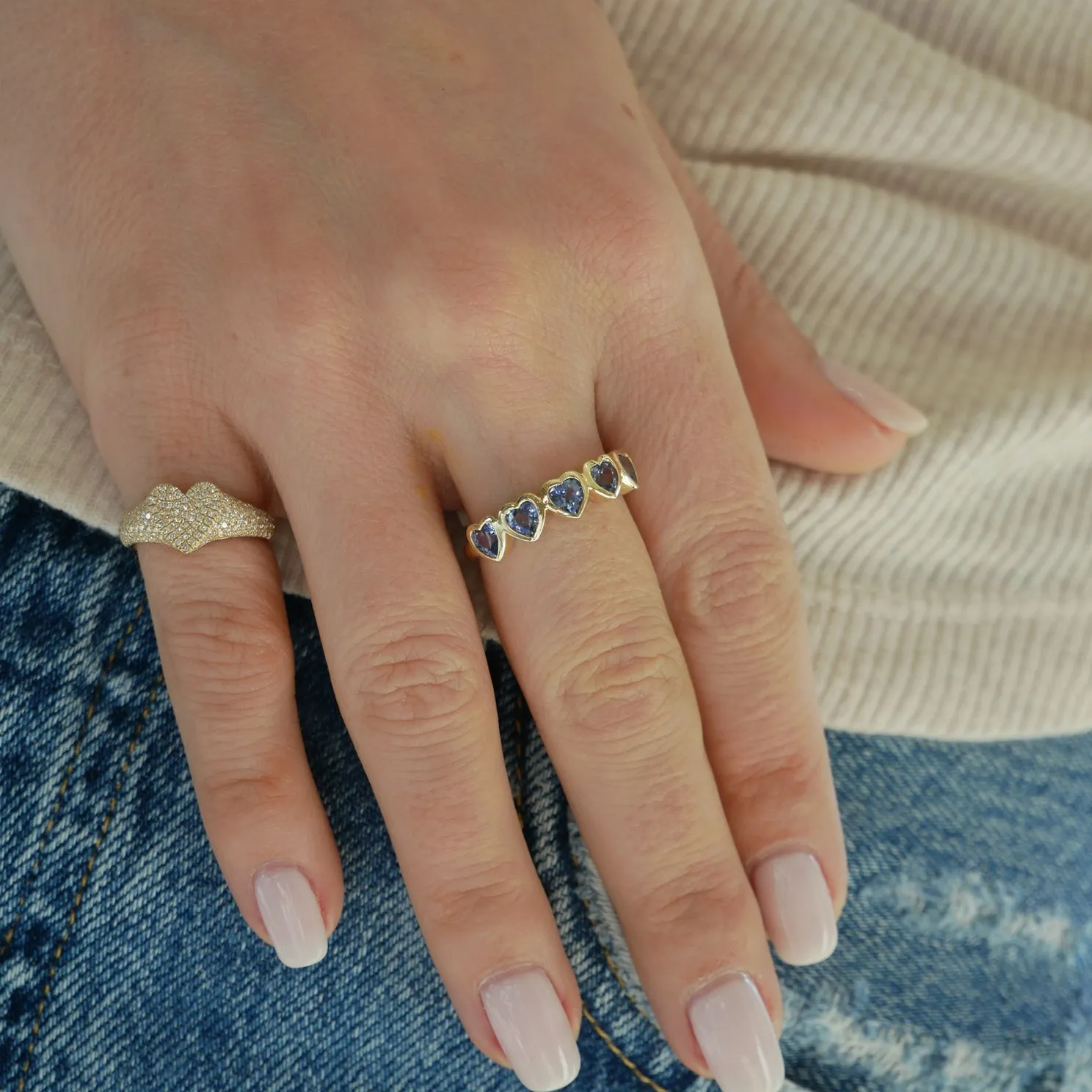 Blue Sapphire Multi Heart Ring sold by EF Collection product image thumbnail 2