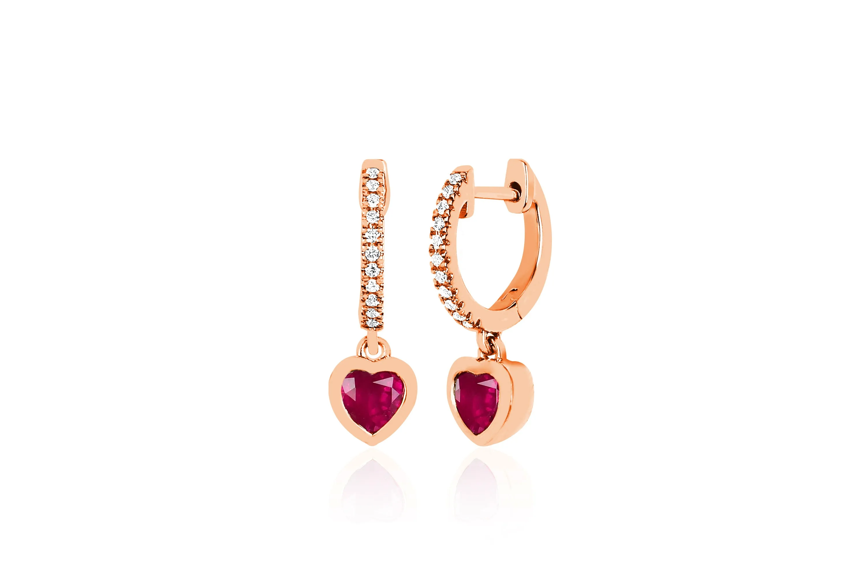 Ruby Heart Drop Diamond Mini Huggie Earrings sold by EF Collection product image thumbnail 3