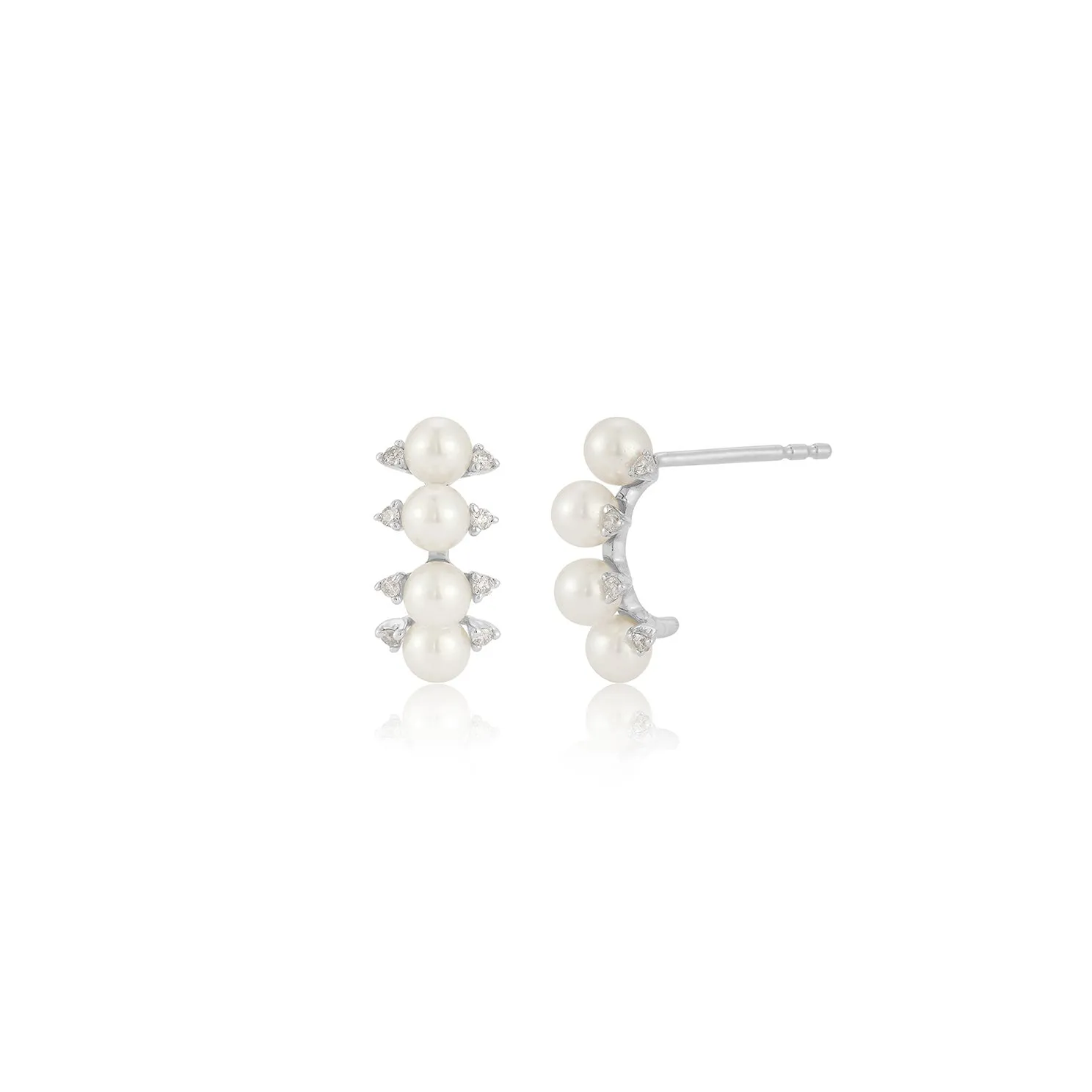 Diamond & Pearl Arc Stud Earring sold by EF Collection