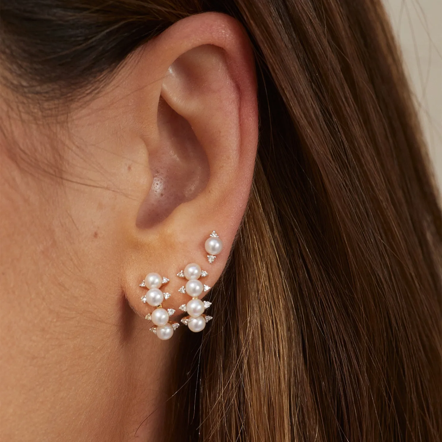 Diamond & Pearl Arc Stud Earring sold by EF Collection product image thumbnail 2