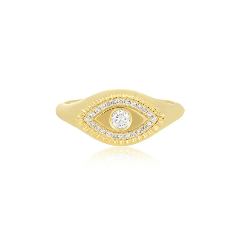 Gold & Diamond Evil Eye Protection Ring sold by EF Collection