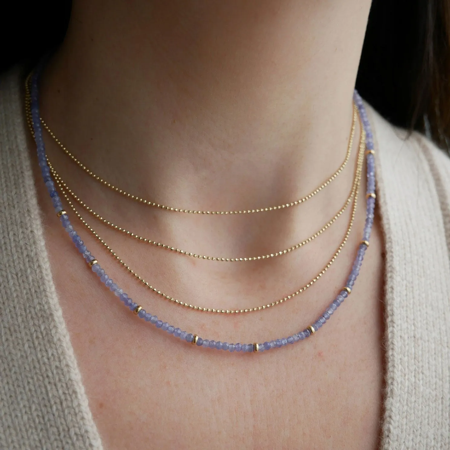 Birthstone Bead Necklace In Tanzanite sold by EF Collection product image thumbnail 2