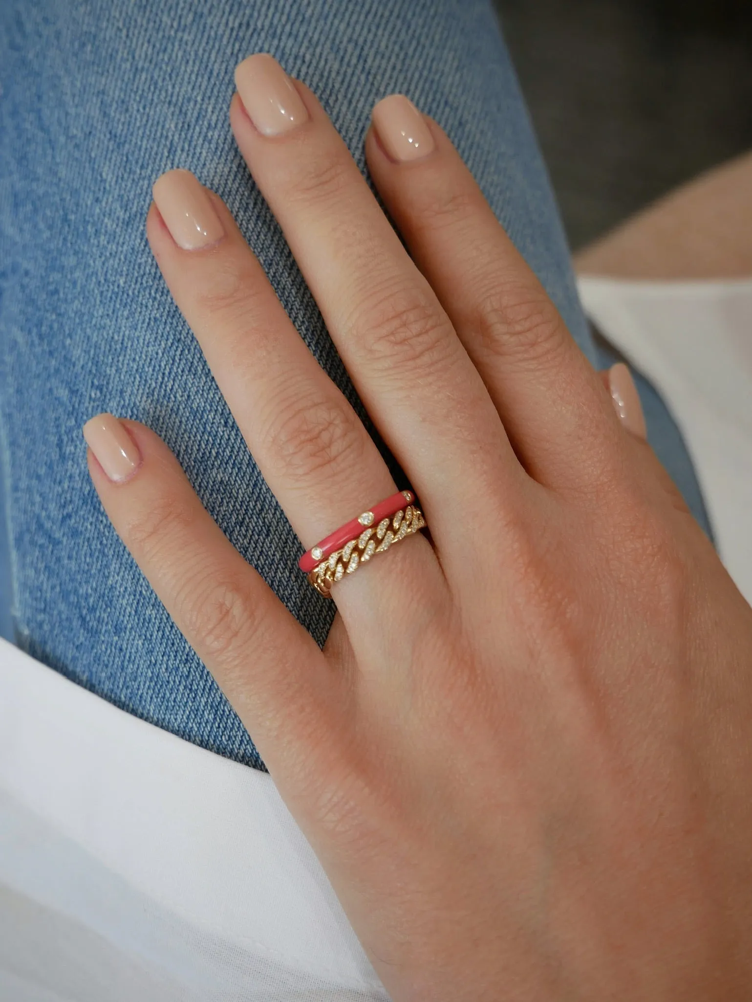 3 Diamond Red Enamel Stack Ring sold by EF Collection product image thumbnail 2