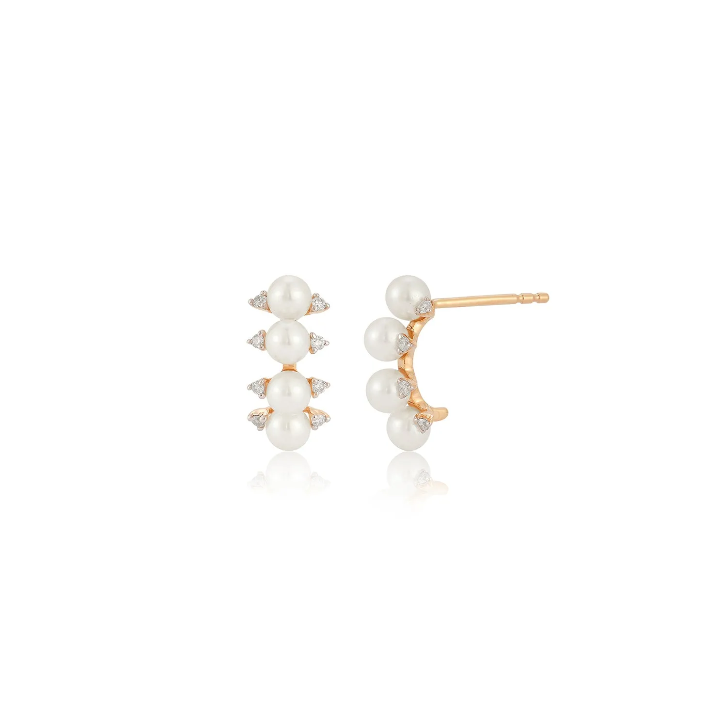 Diamond & Pearl Arc Stud Earring sold by EF Collection
