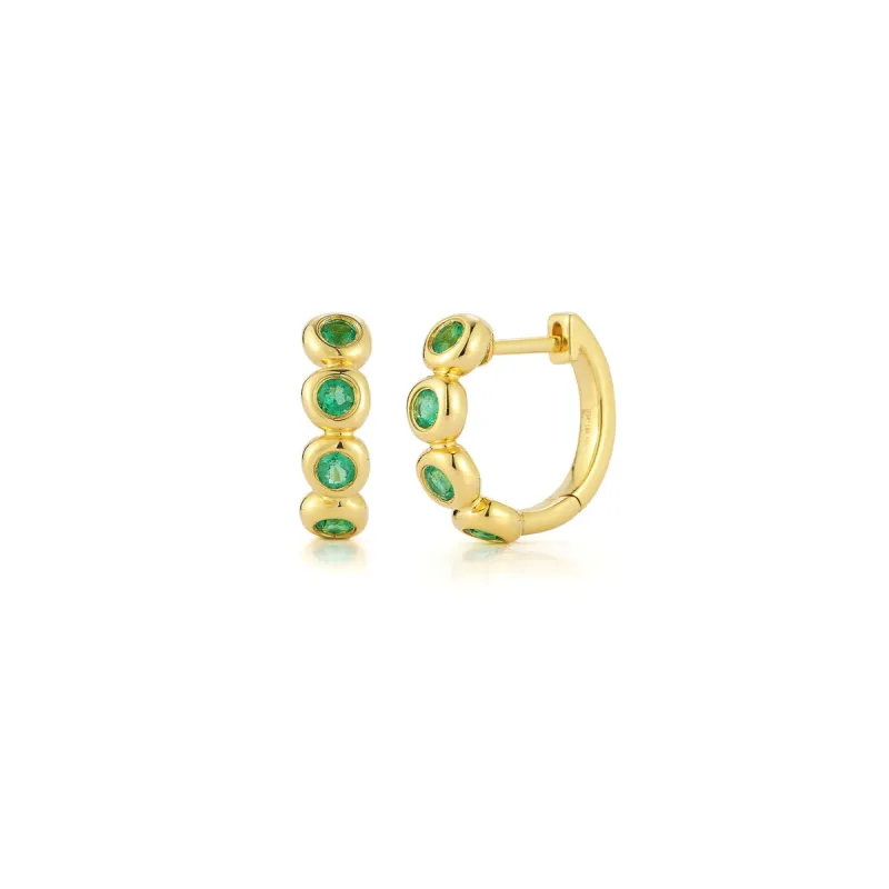 Emerald Pillow Huggie Earrings sold by EF Collection