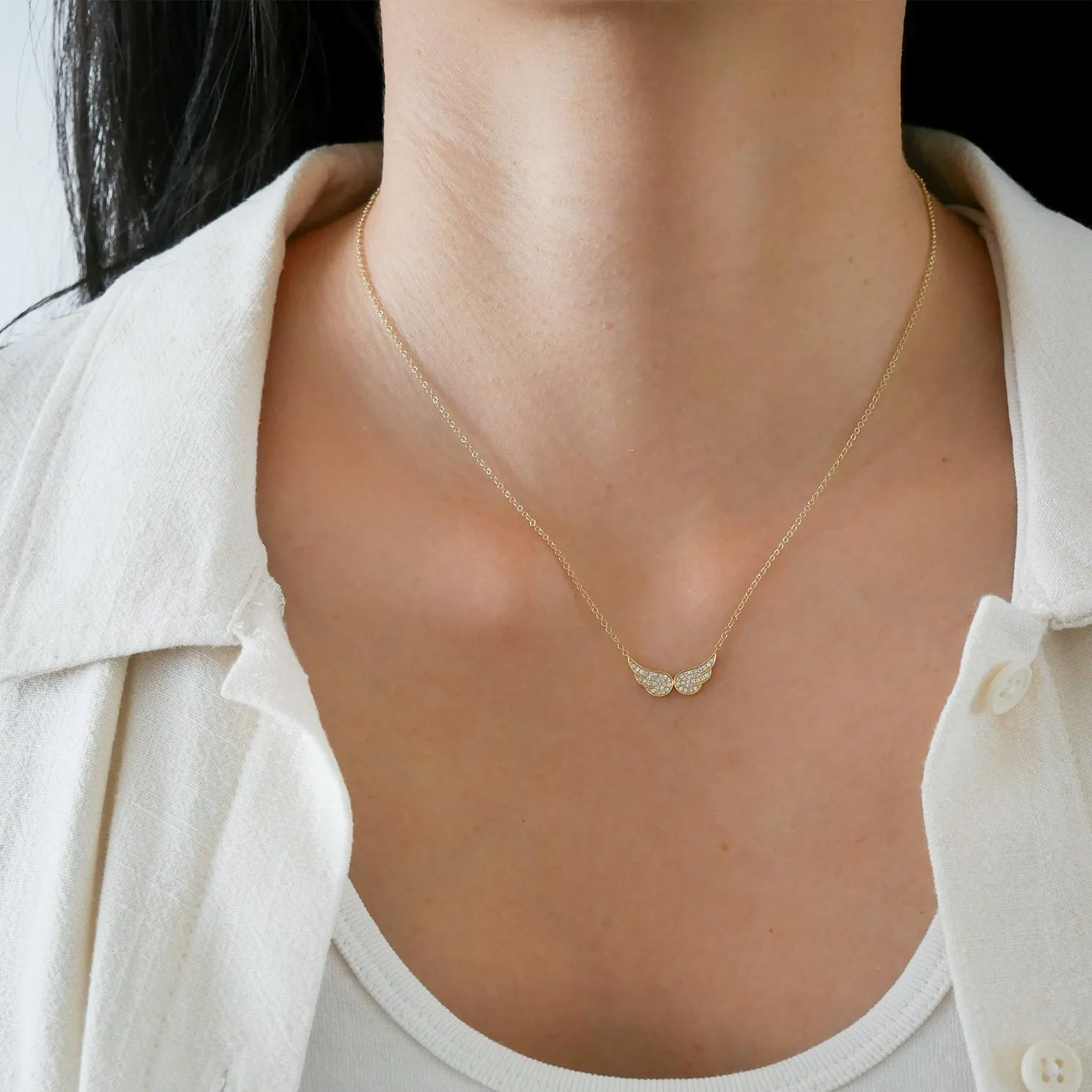 Diamond Double Angel Wing Necklace sold by EF Collection product image thumbnail 2