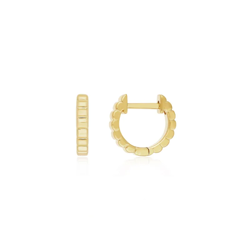 Gold Fluted Mini Huggie Earring sold by EF Collection
