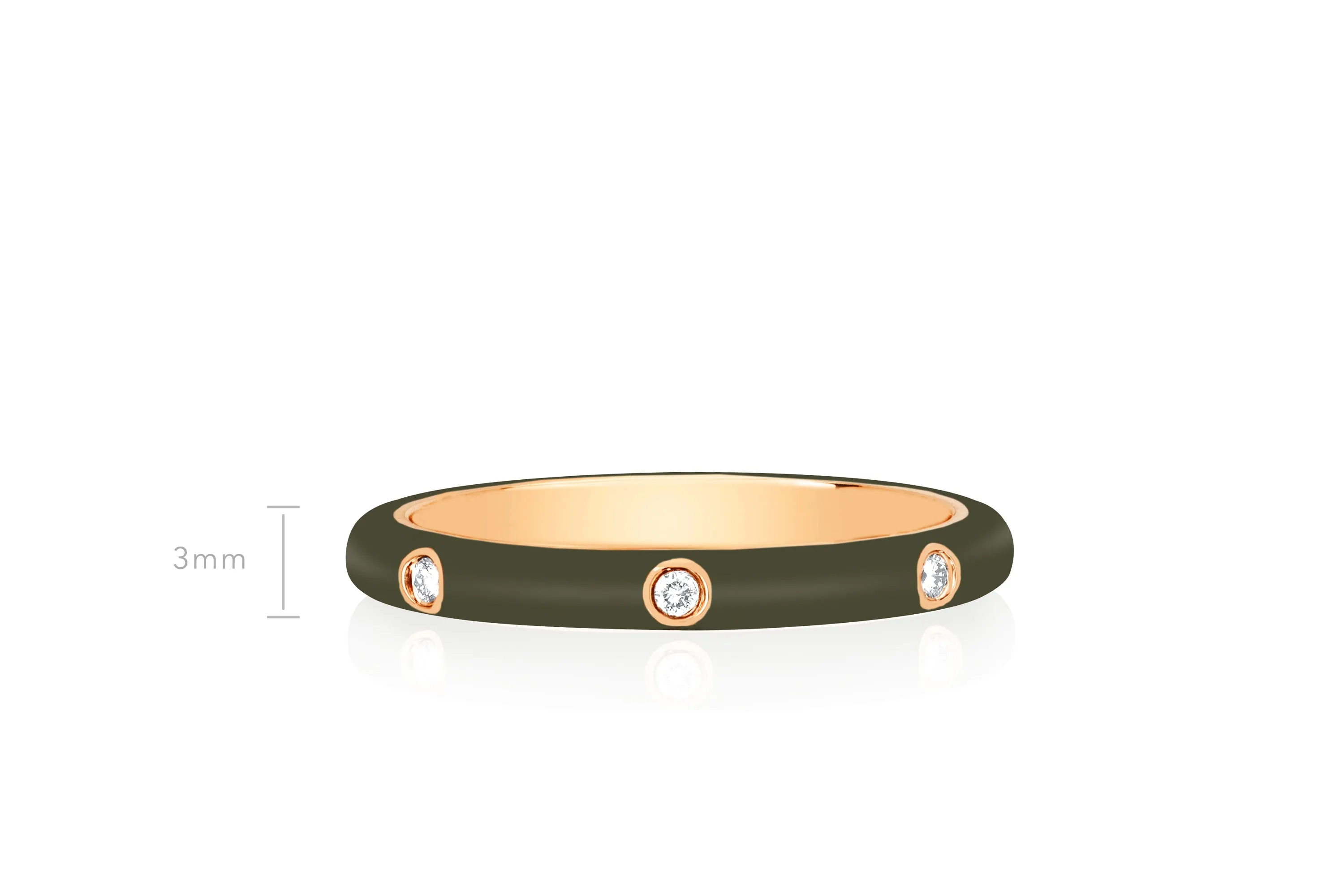 3 Diamond & Olive Enamel Stack Ring sold by EF Collection product image thumbnail 4