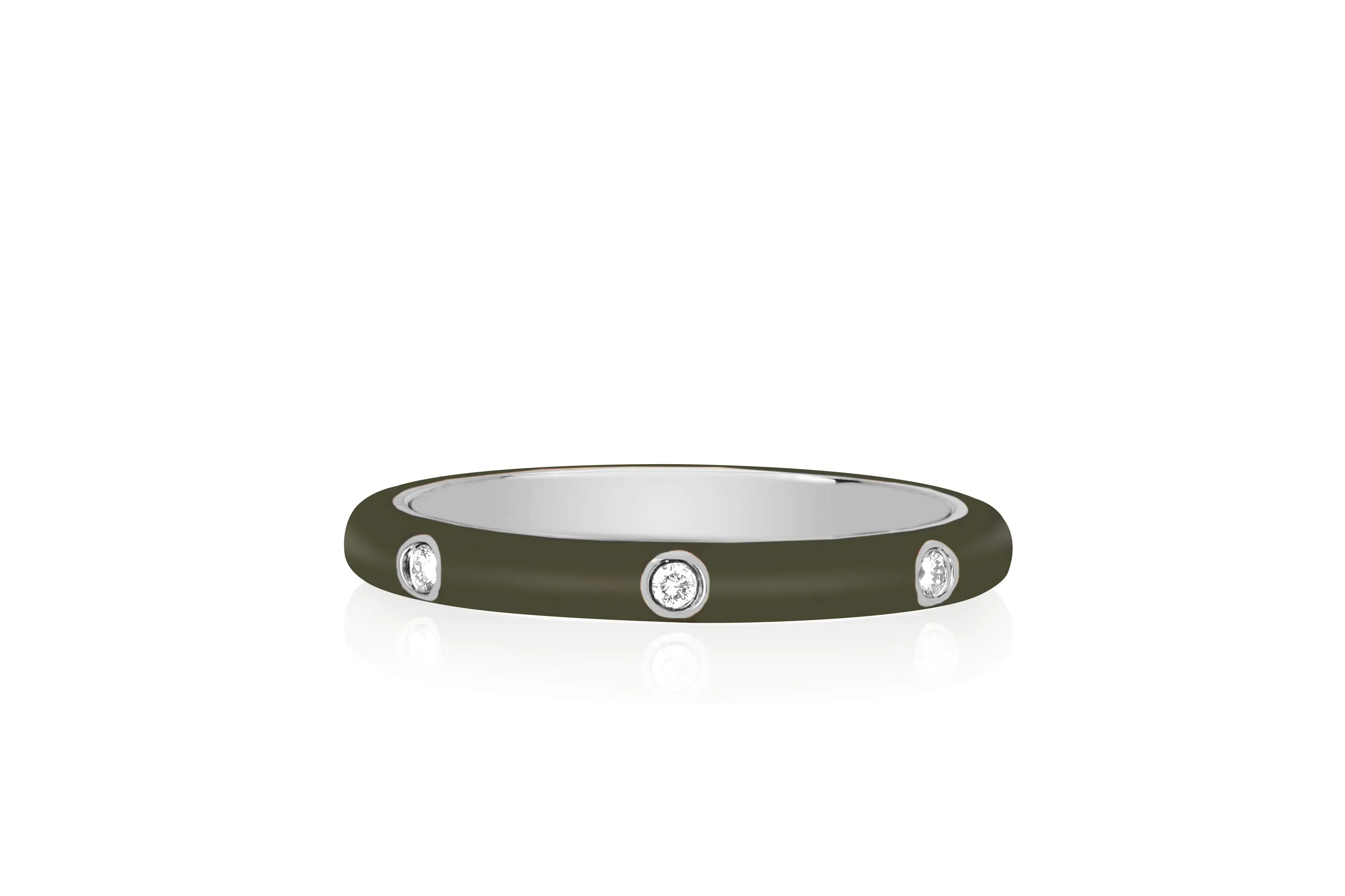 3 Diamond & Olive Enamel Stack Ring sold by EF Collection product image thumbnail 3