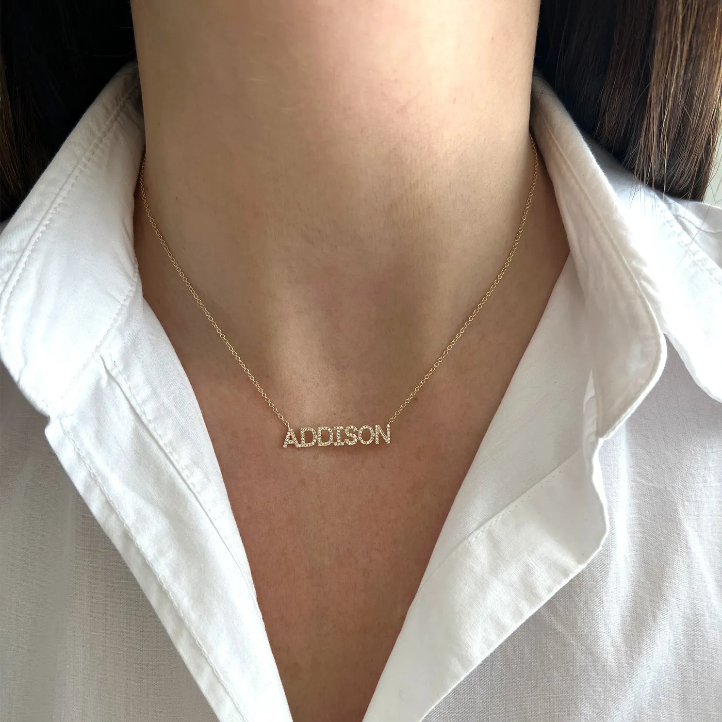 Diamond Block Name Necklace sold by EF Collection product image thumbnail 2