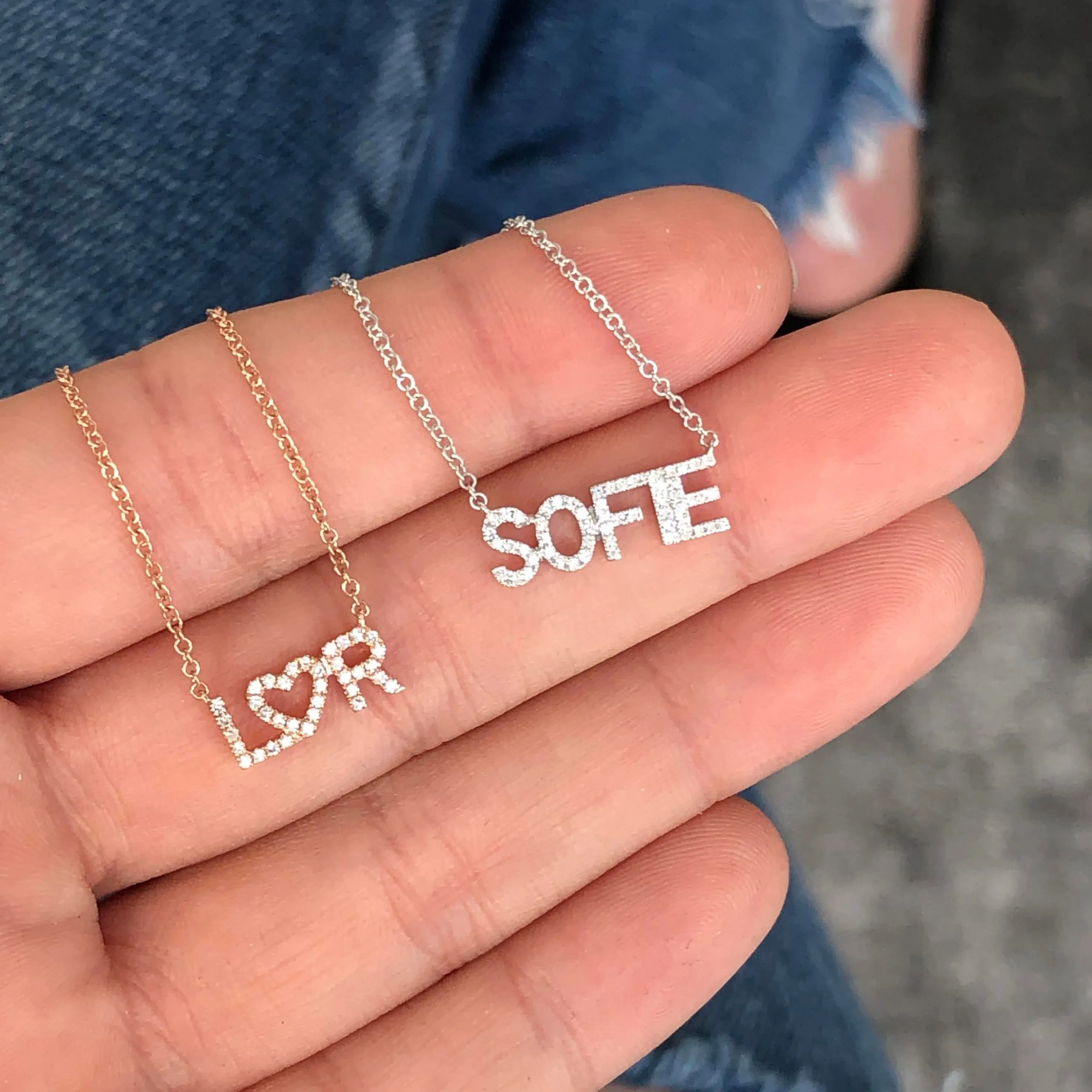 Diamond Block Name Necklace sold by EF Collection product image thumbnail 5