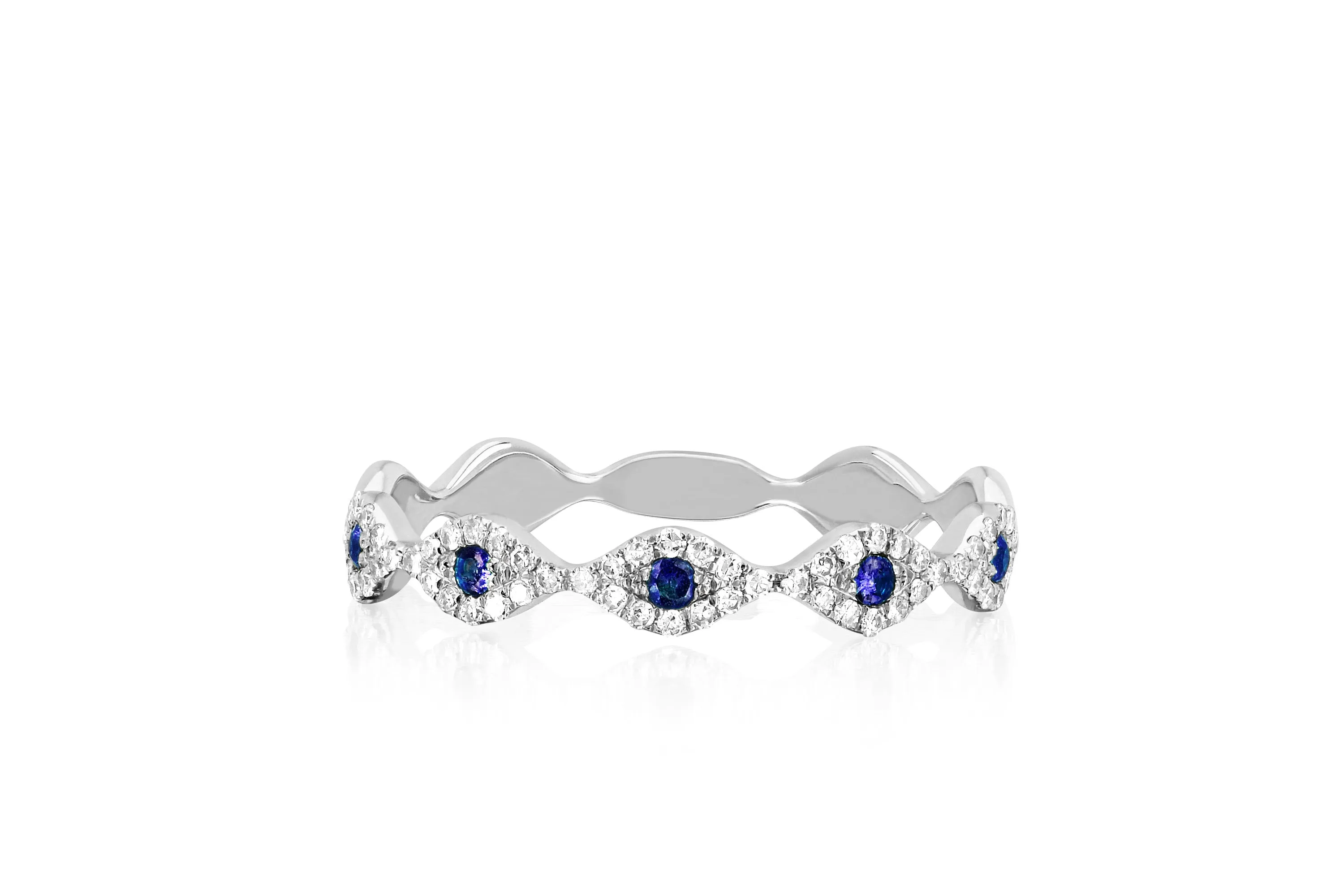 Diamond Blue Sapphire Multi Evil Eye Stack Ring sold by EF Collection product image thumbnail 4