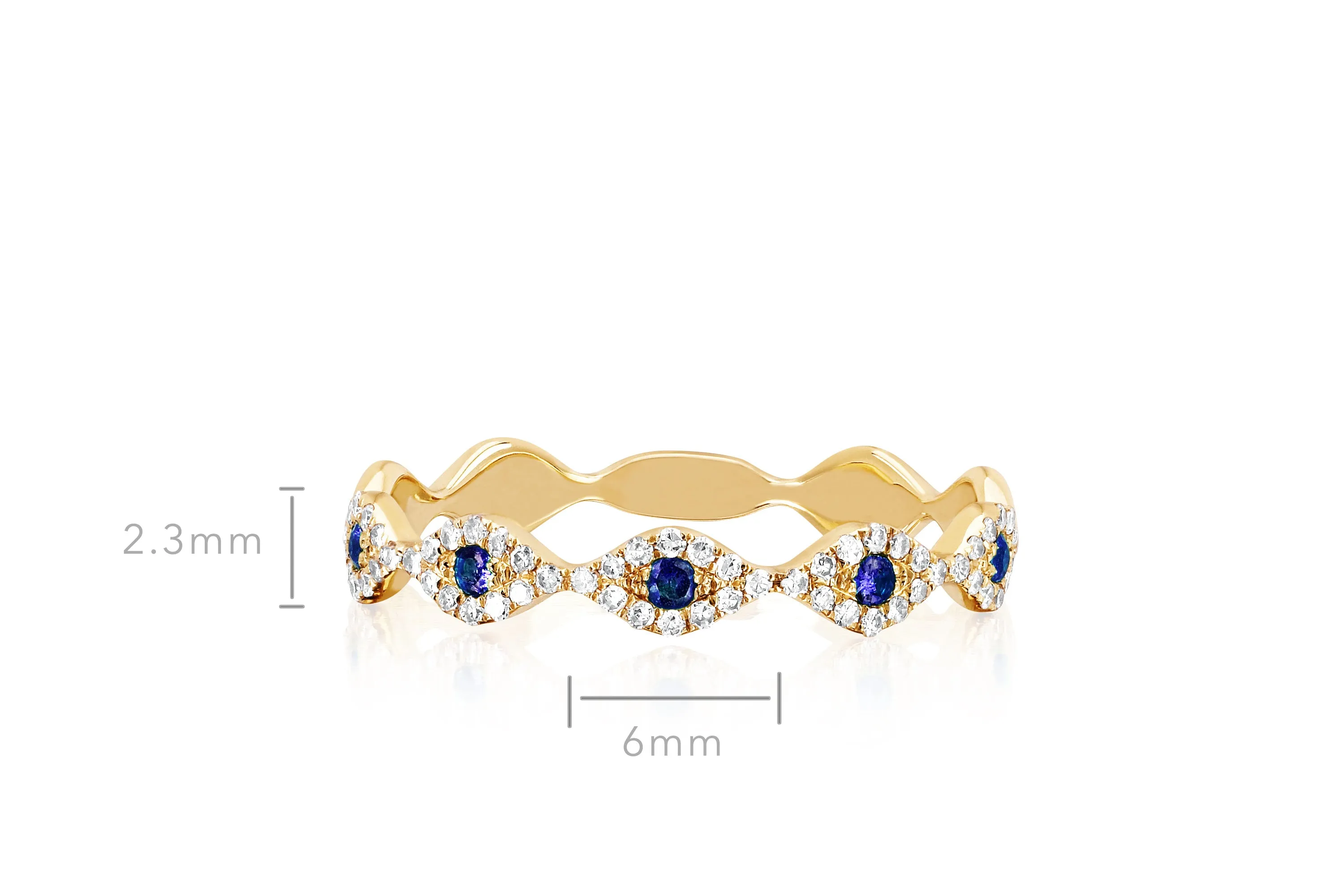 Diamond Blue Sapphire Multi Evil Eye Stack Ring sold by EF Collection product image thumbnail 5