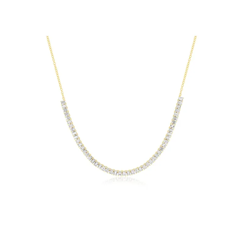 Prong Set Diamond Baguette Segment Necklace sold by EF Collection