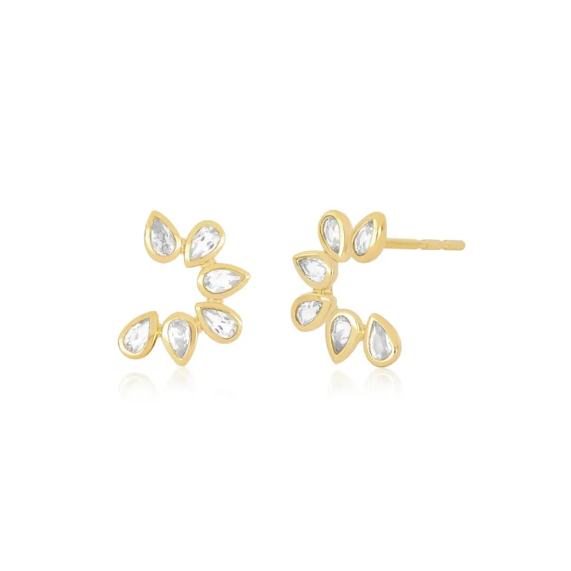 Multi White Quartz Pear Stud Earrings made by EF Collection
