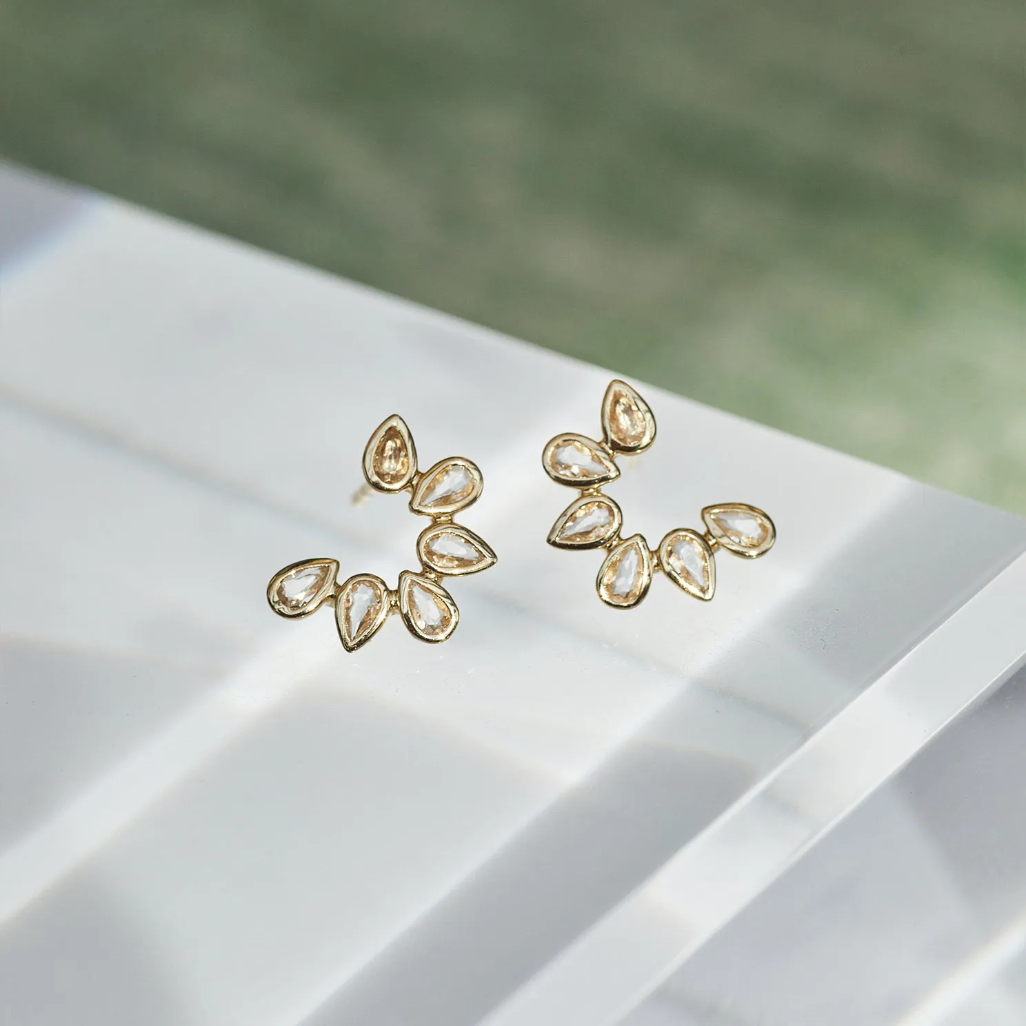 Multi White Quartz Pear Stud Earrings sold by EF Collection product image thumbnail 5