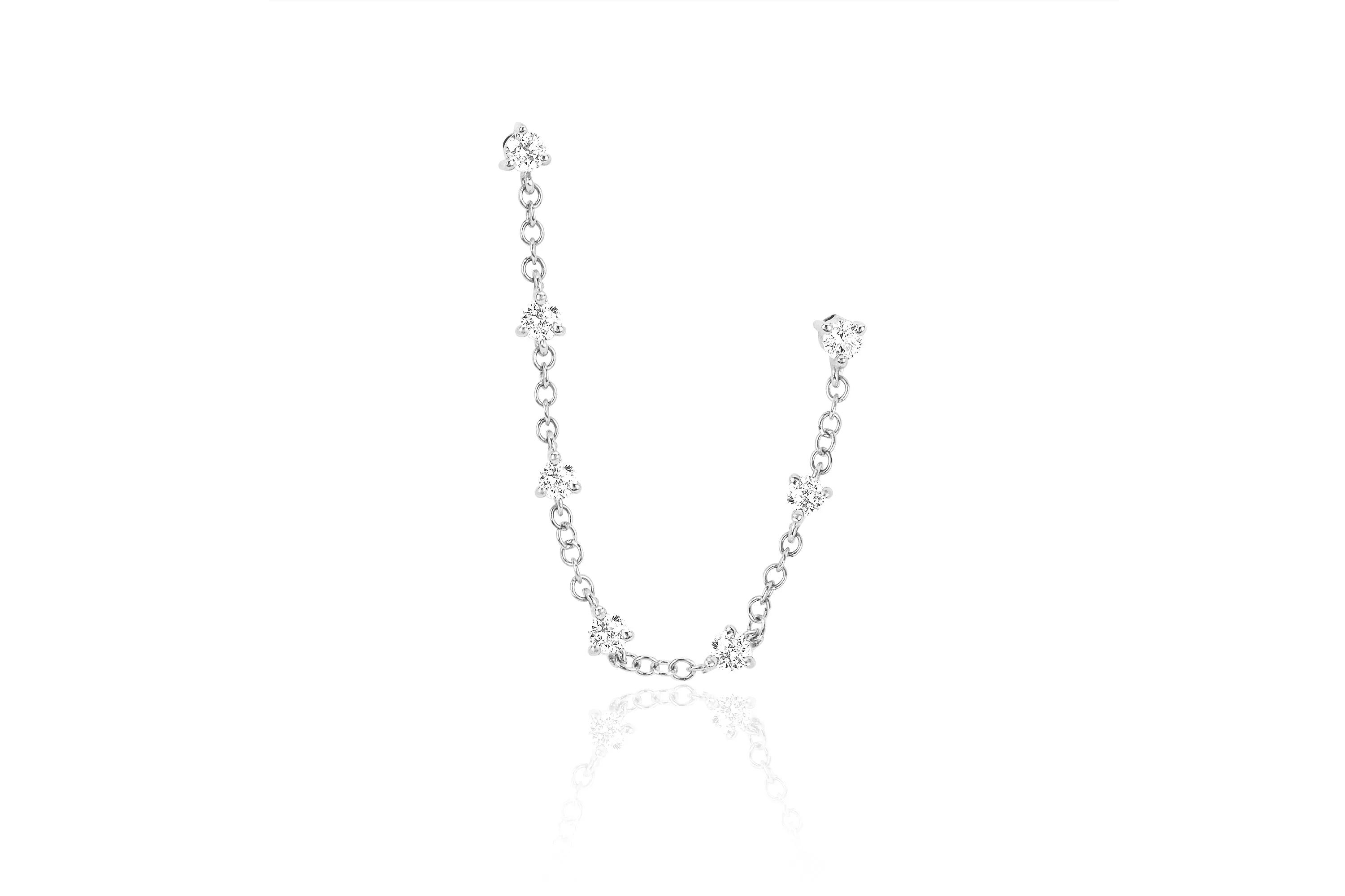 Diamond Double Stud Chain Earring sold by EF Collection product image thumbnail 4