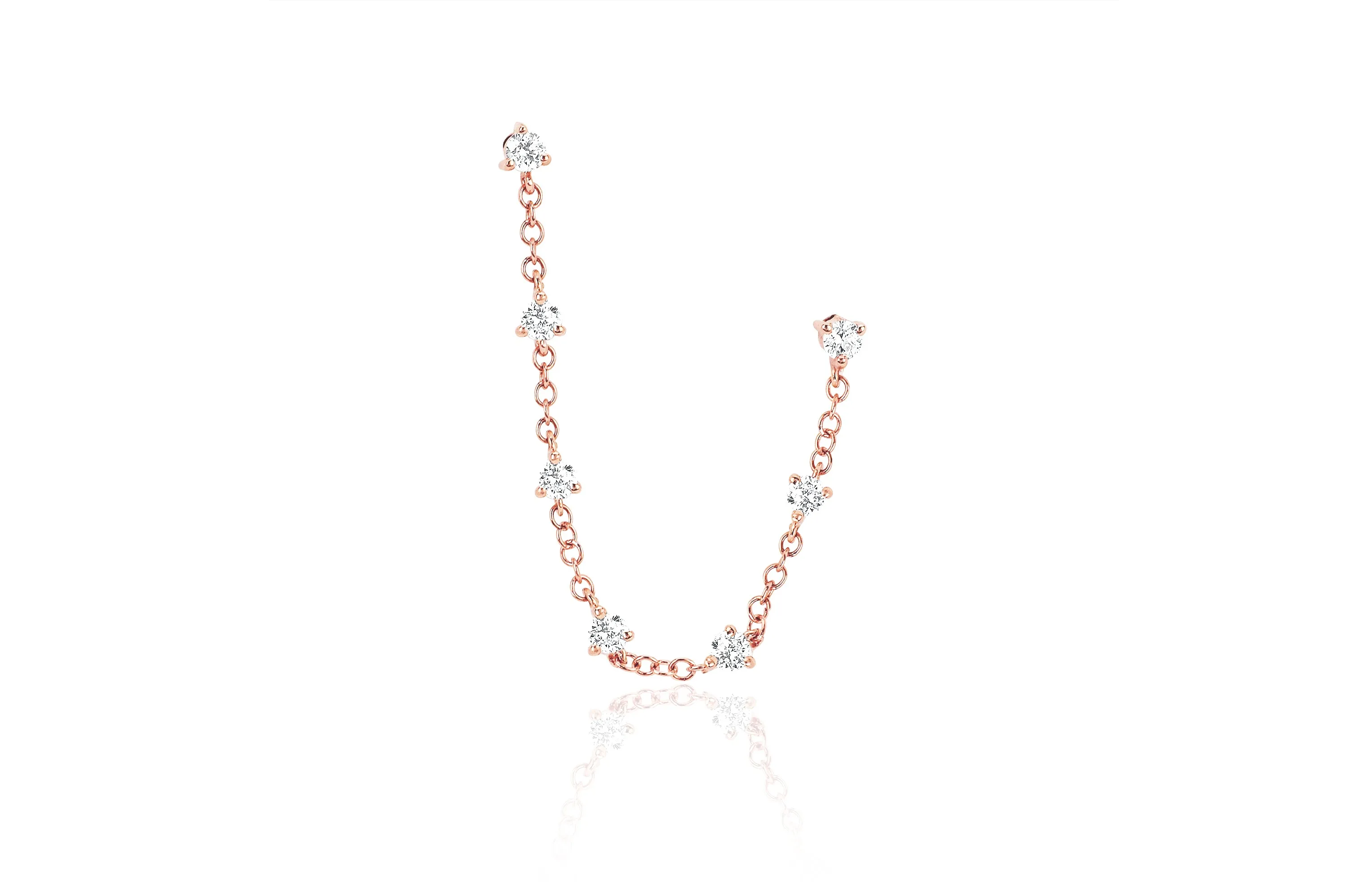 Diamond Double Stud Chain Earring sold by EF Collection product image thumbnail 3