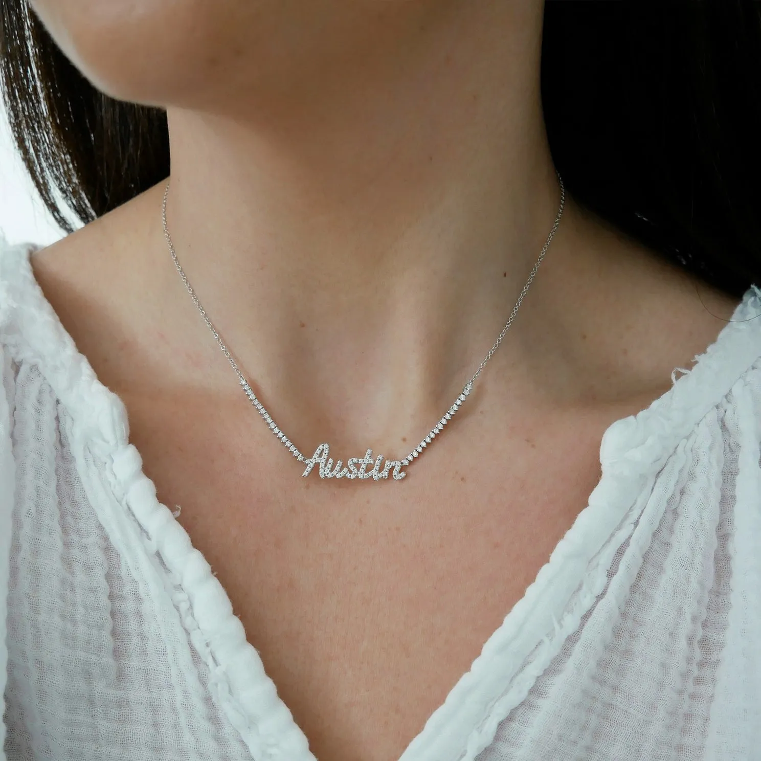 Luxe Diamond Script Name Necklace sold by EF Collection product image thumbnail 2