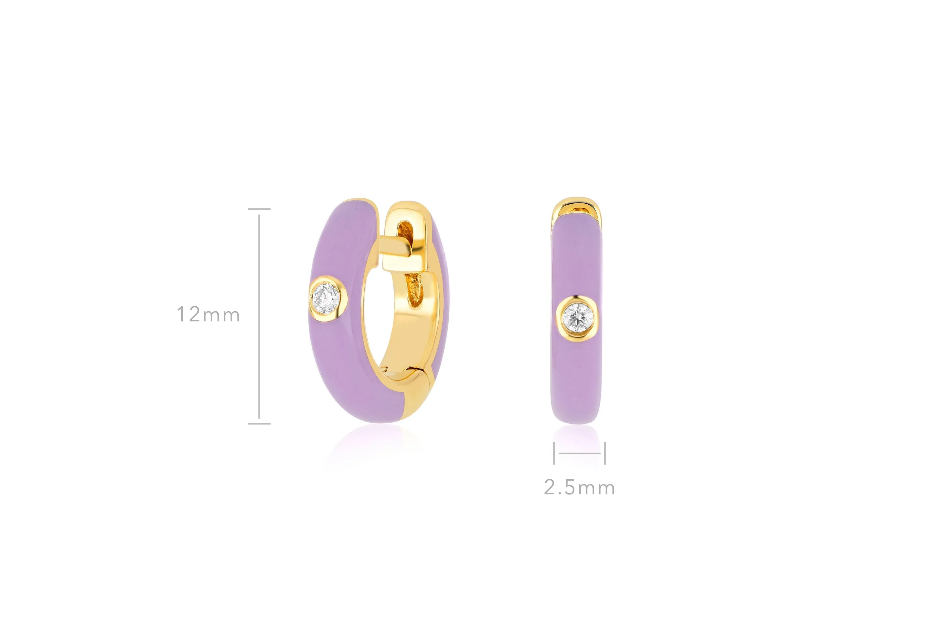 Diamond Lavender Enamel Huggie Earring sold by EF Collection product image thumbnail 3
