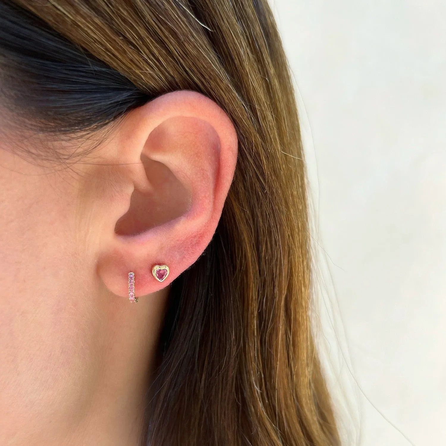 Pink Sapphire Heart Stud Earring sold by EF Collection product image thumbnail 2