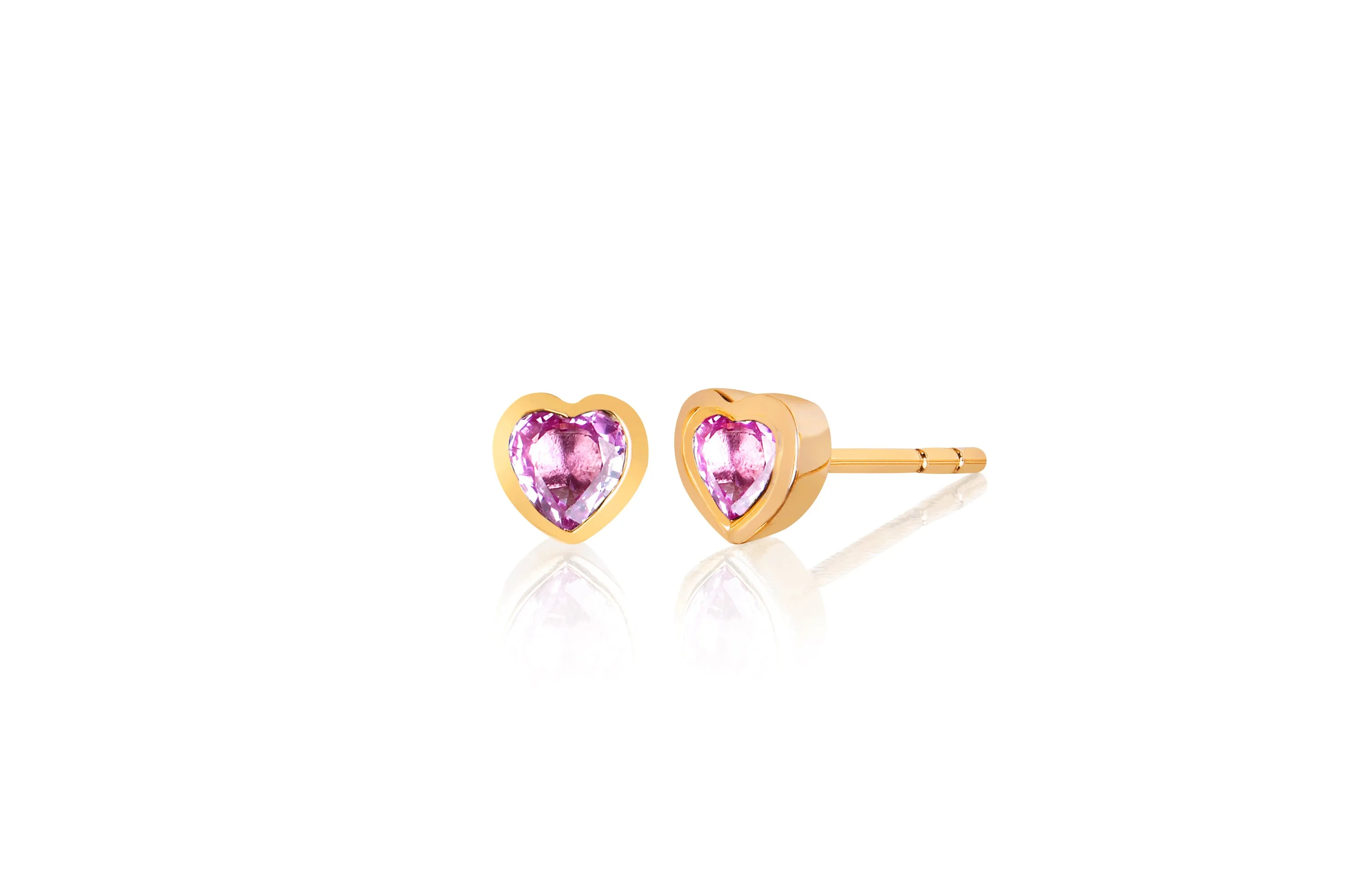Pink Sapphire Heart Stud Earring sold by EF Collection