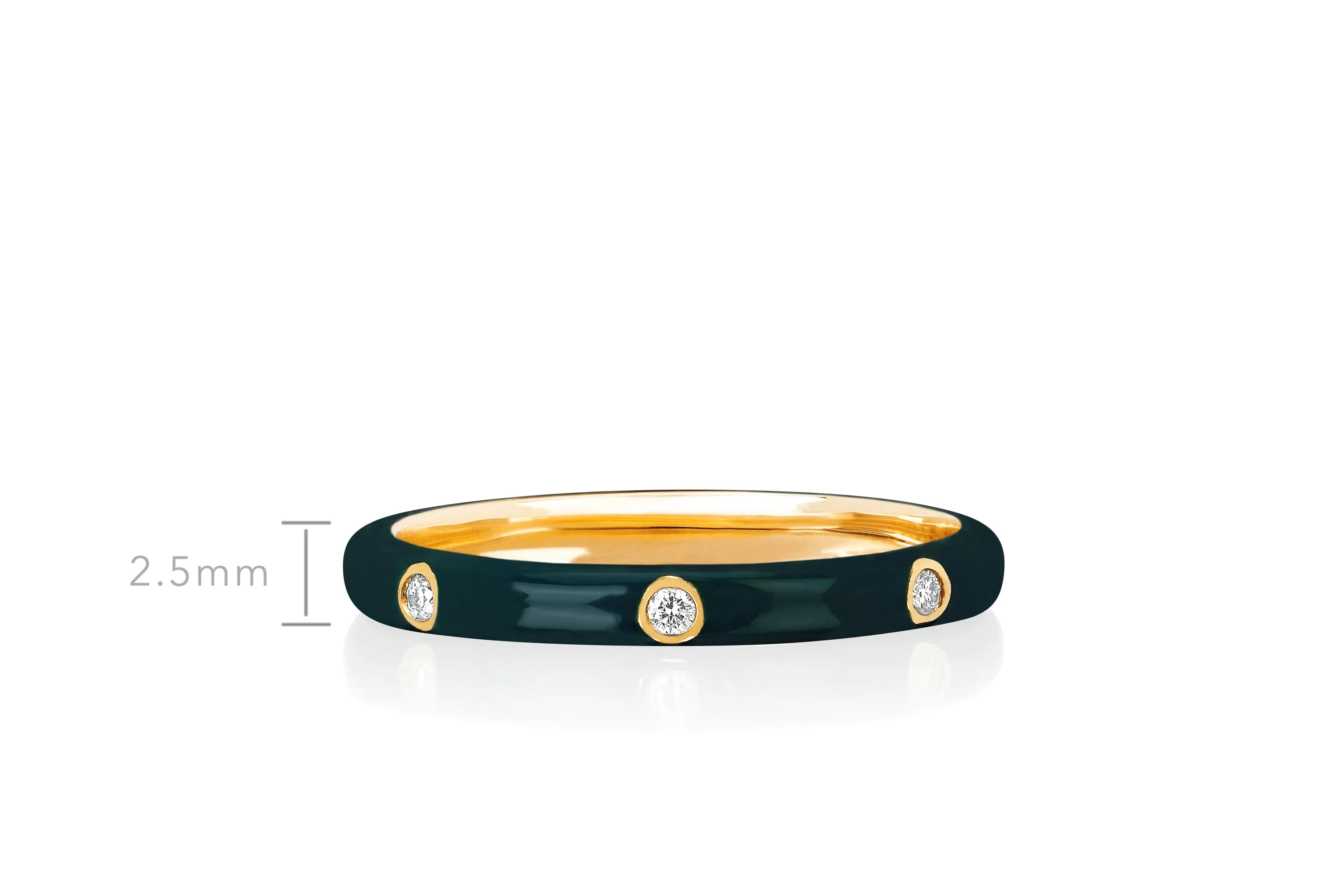 3 Diamond & Hunter Green Enamel Stack Ring sold by EF Collection product image thumbnail 5