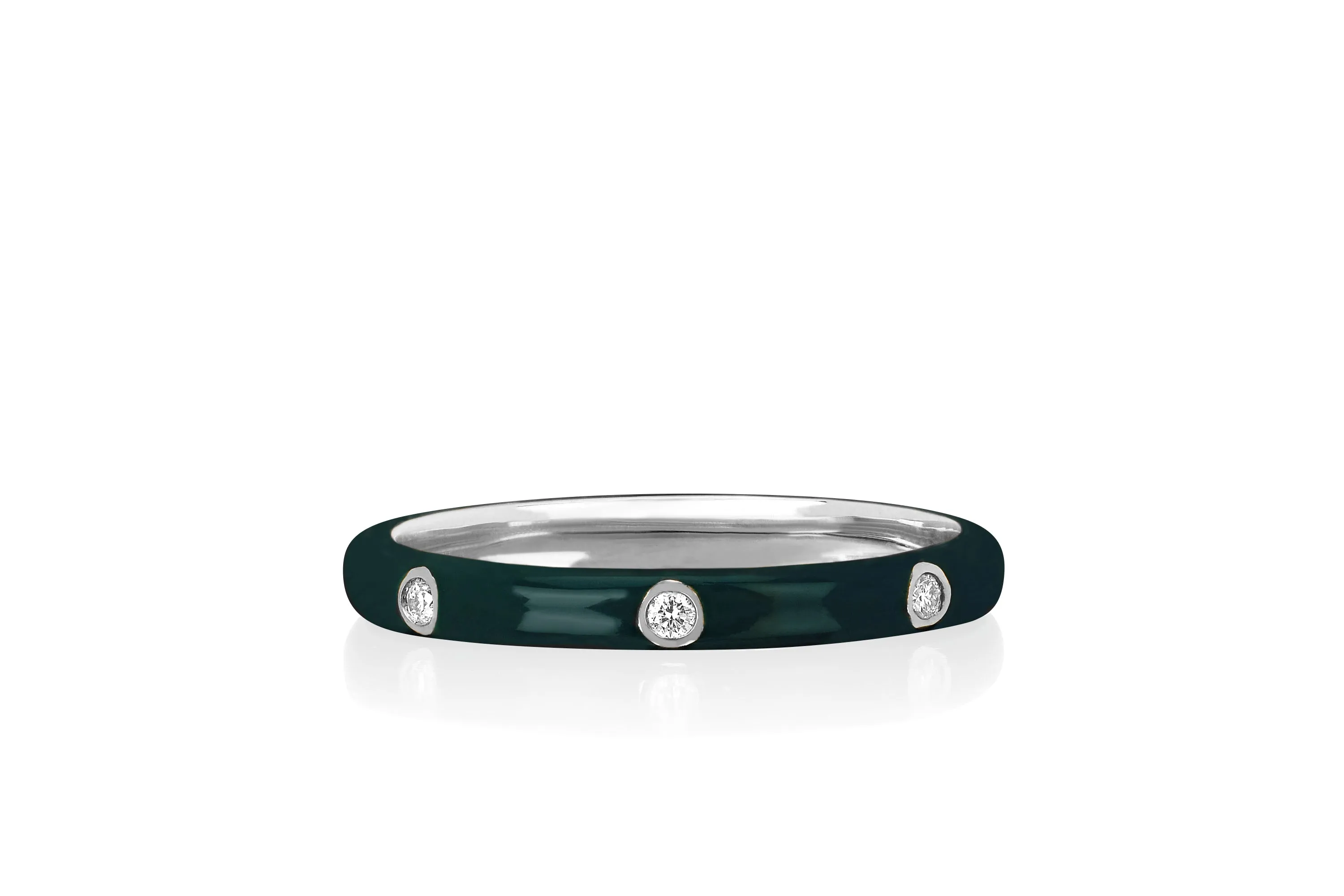 3 Diamond & Hunter Green Enamel Stack Ring sold by EF Collection product image thumbnail 3