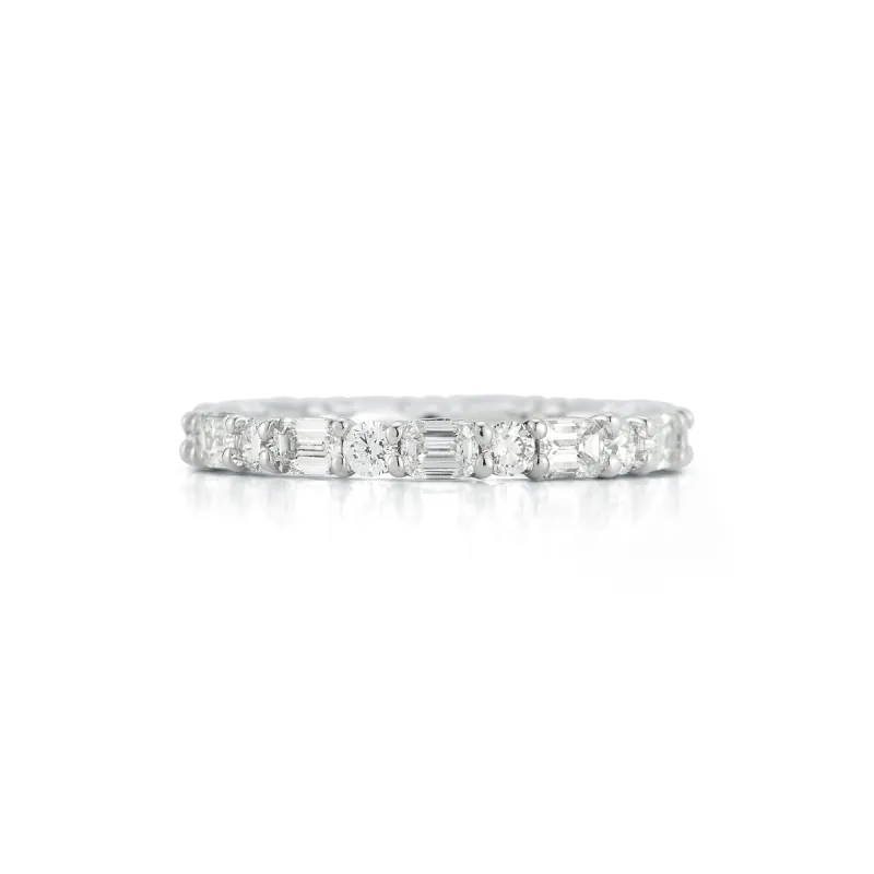 Round & Emerald Diamond Eternity Band sold by EF Collection