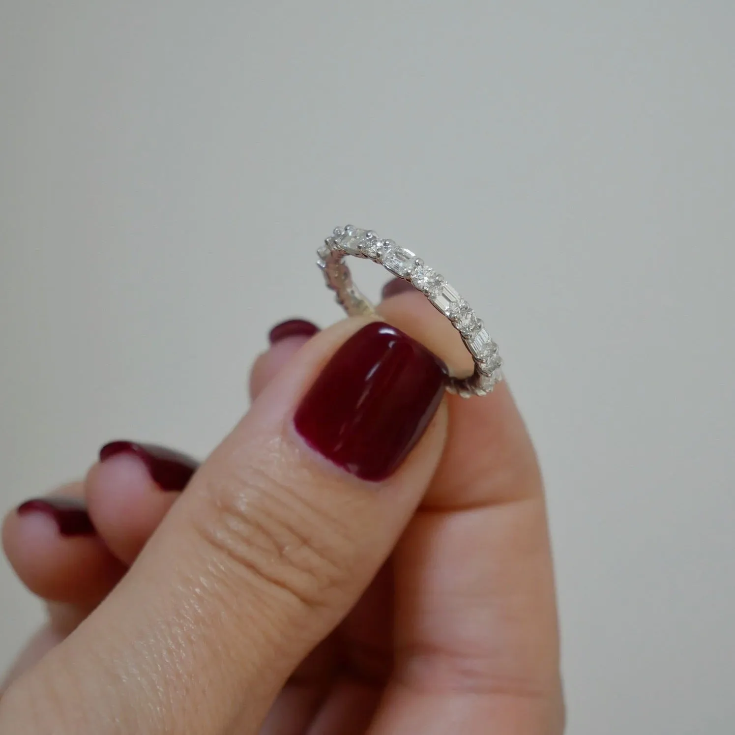 Round & Emerald Diamond Eternity Band sold by EF Collection product image thumbnail 4