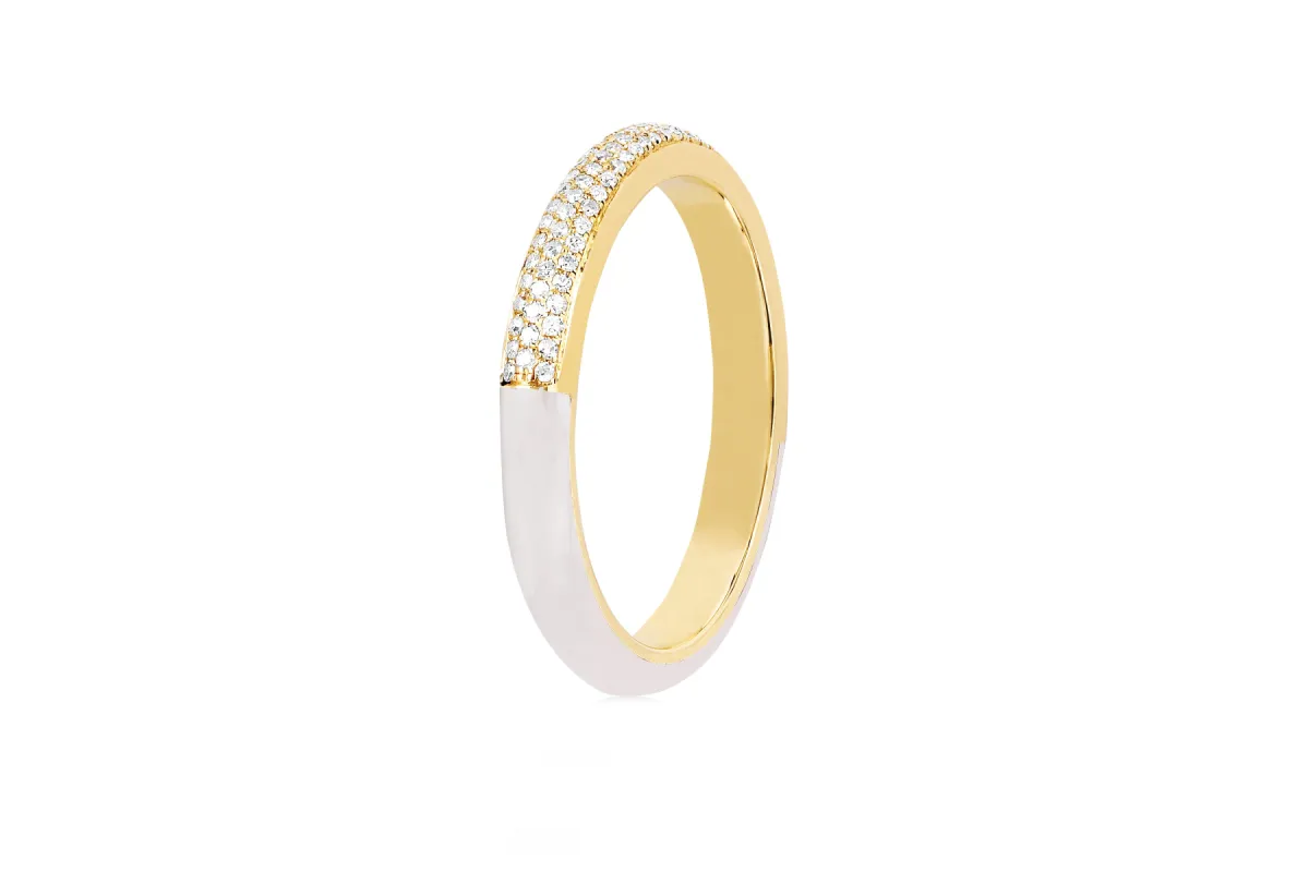 Two Tone Diamond & White Enamel Band Ring sold by EF Collection