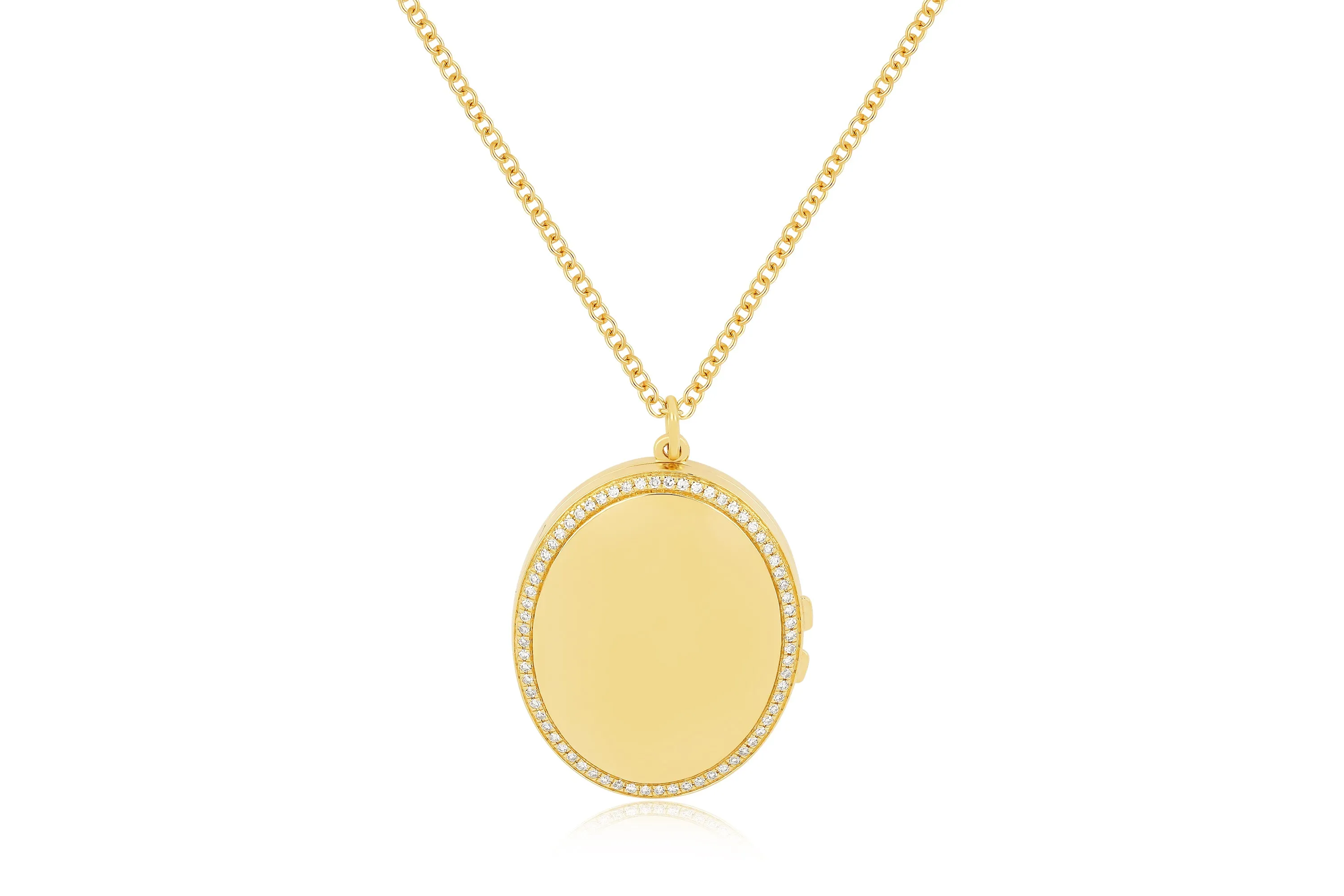 Gold and Diamond Oval Locket Necklace sold by EF Collection