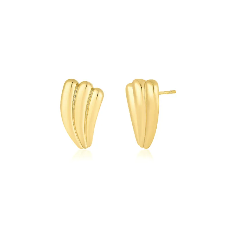 Jumbo Gold Fan Stud Earrings sold by EF Collection