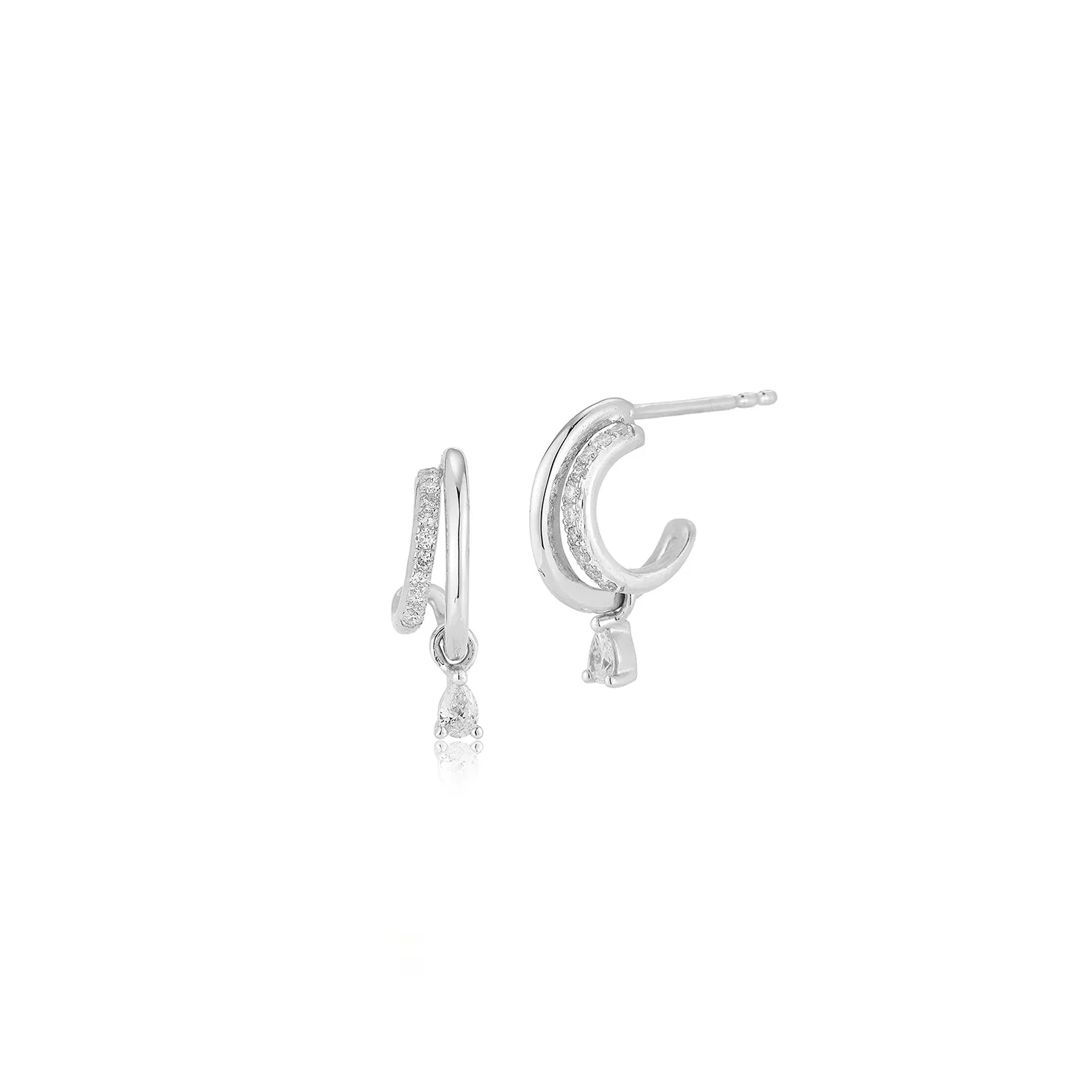 Diamond Pear Drop Double Huggie Earring sold by EF Collection