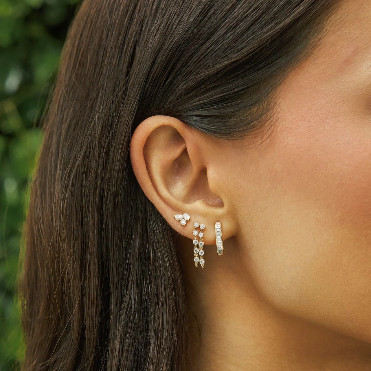 Double Multi Diamond Chain Stud Earring sold by EF Collection product image thumbnail 5