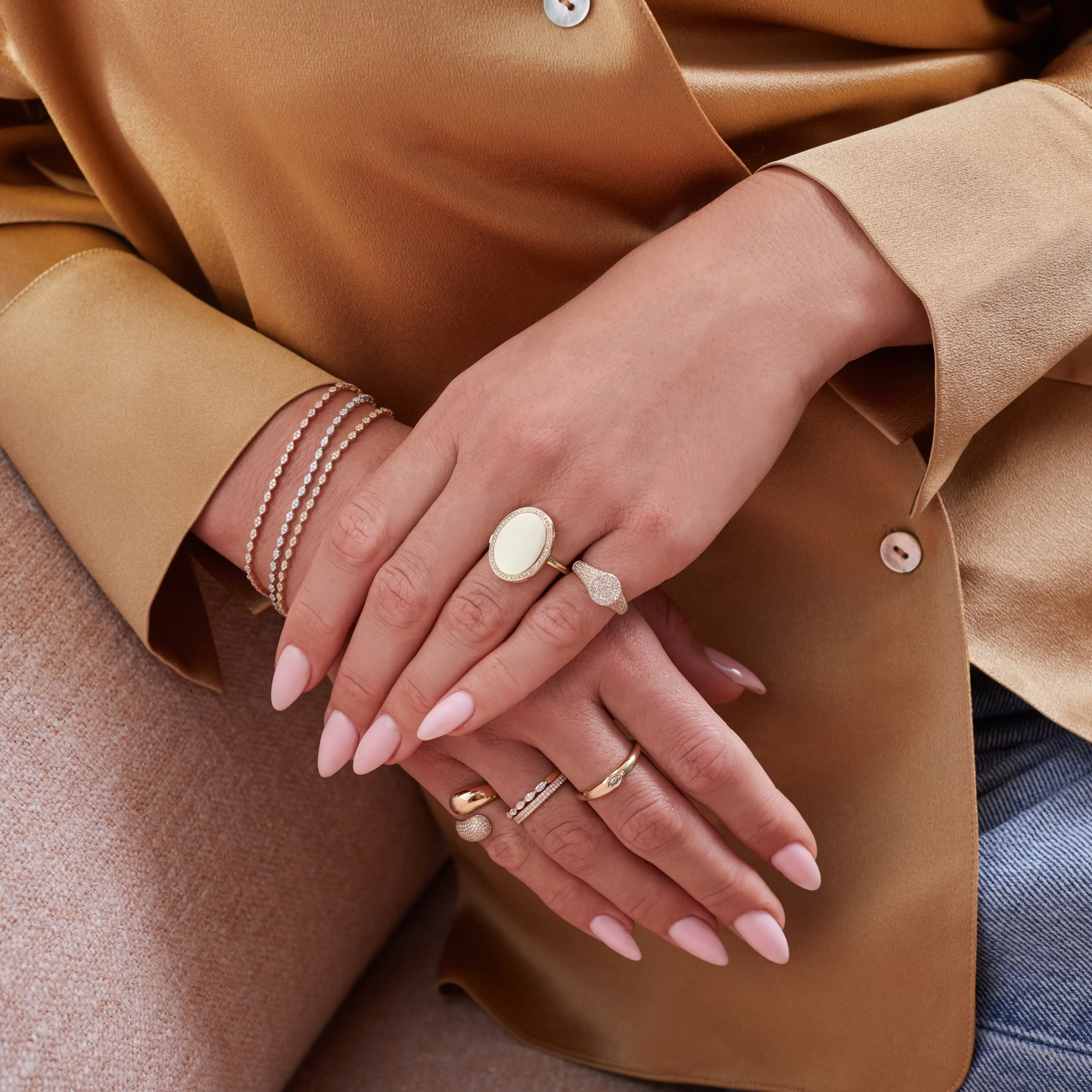 Gold & Diamond Oval Locket Ring sold by EF Collection product image thumbnail 2