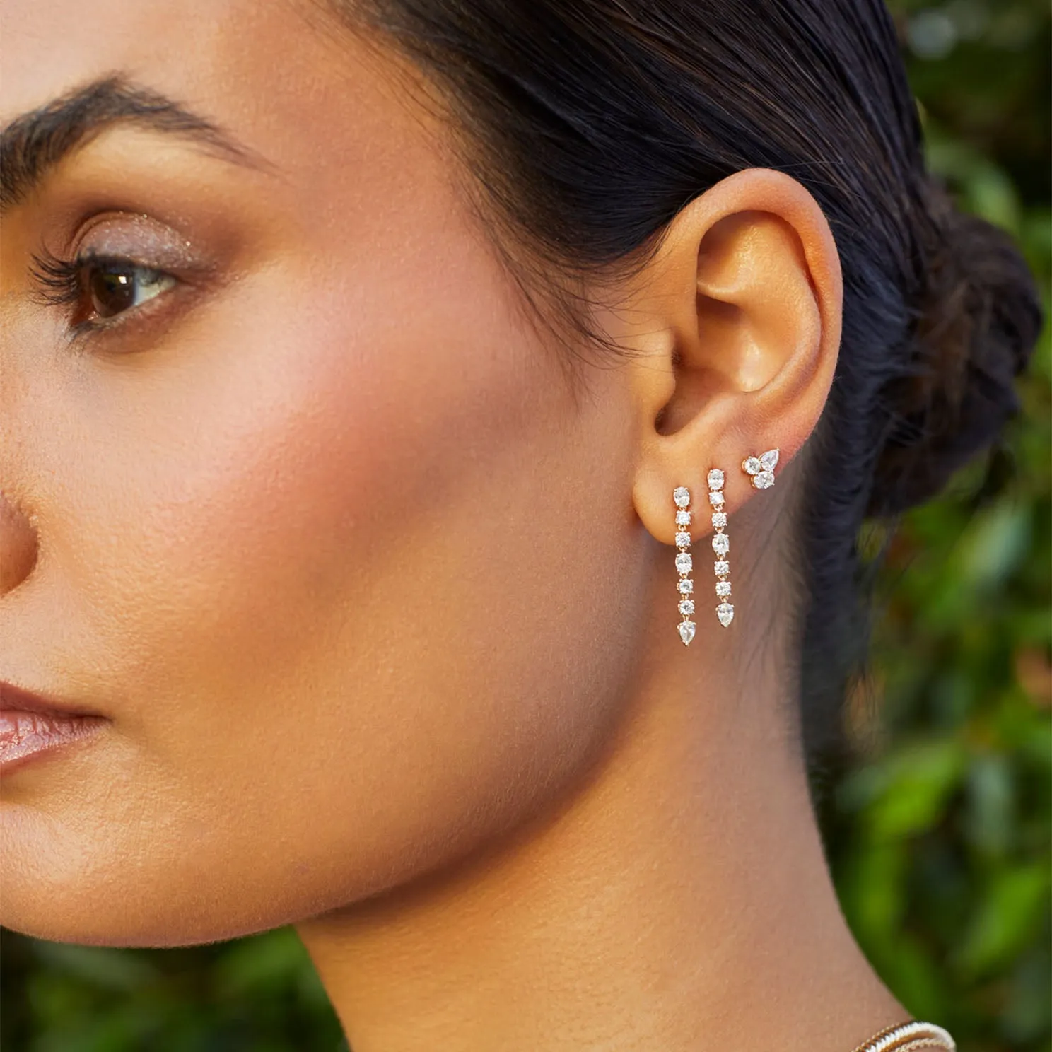 Triple Diamond Cluster Stud Earrings sold by EF Collection product image thumbnail 2