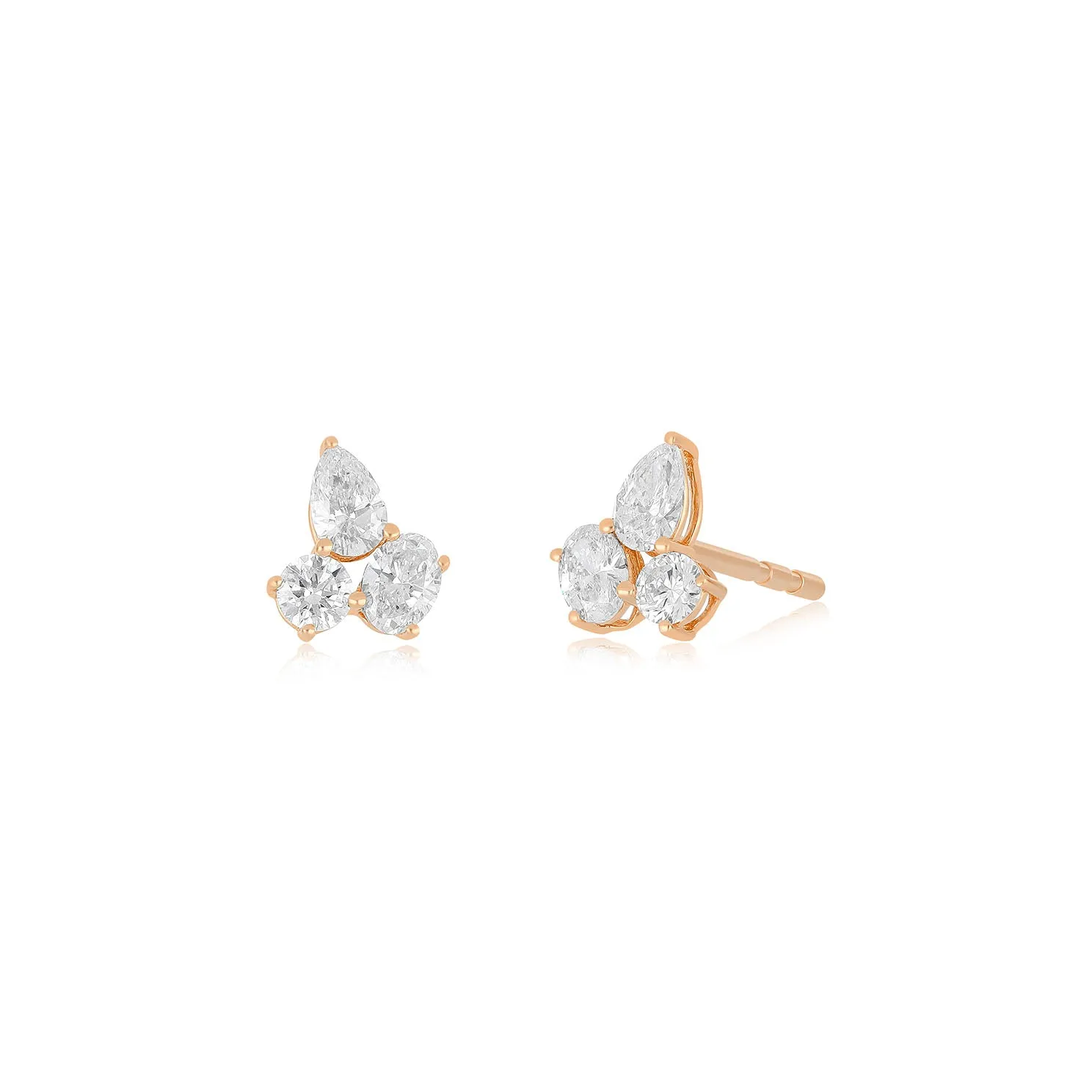 Triple Diamond Cluster Stud Earrings sold by EF Collection product image thumbnail 3