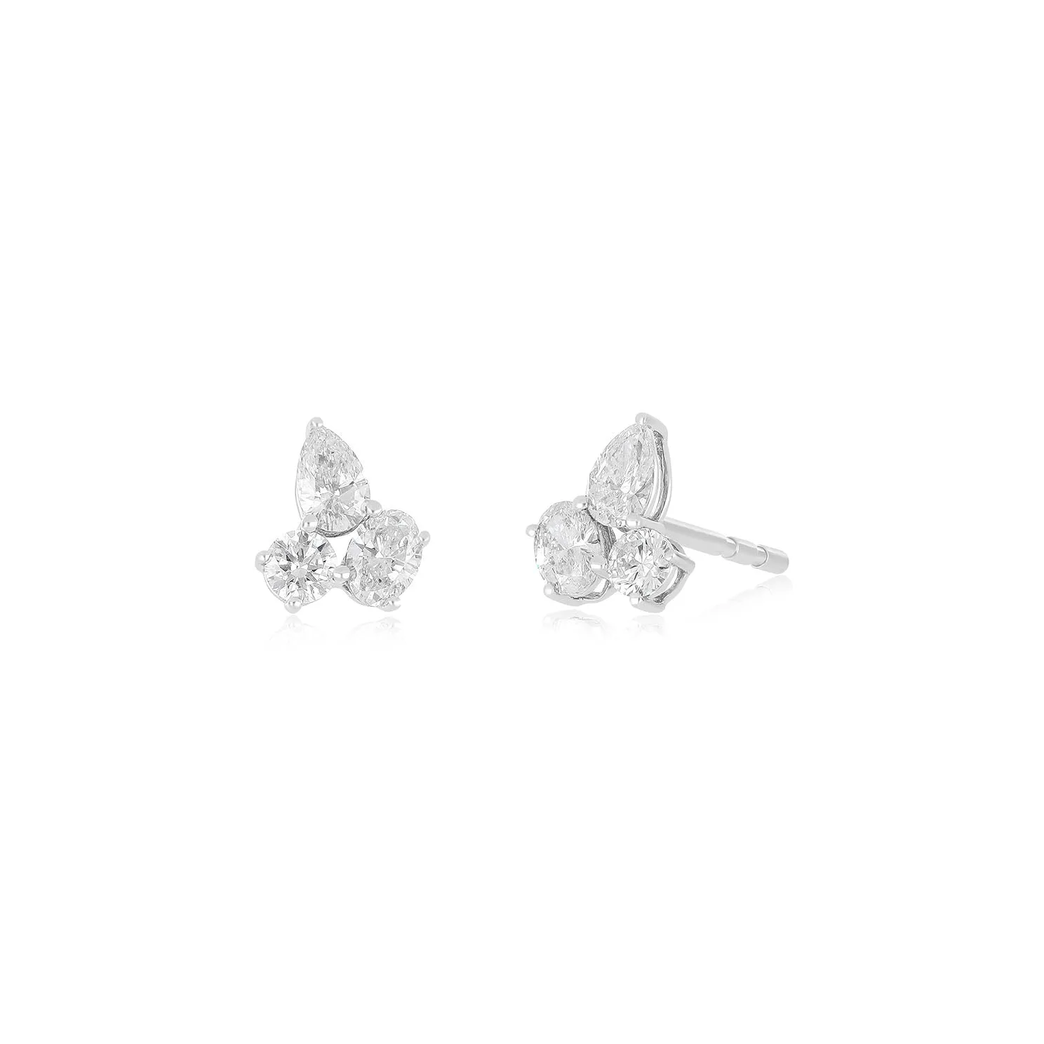 Triple Diamond Cluster Stud Earrings sold by EF Collection product image thumbnail 4