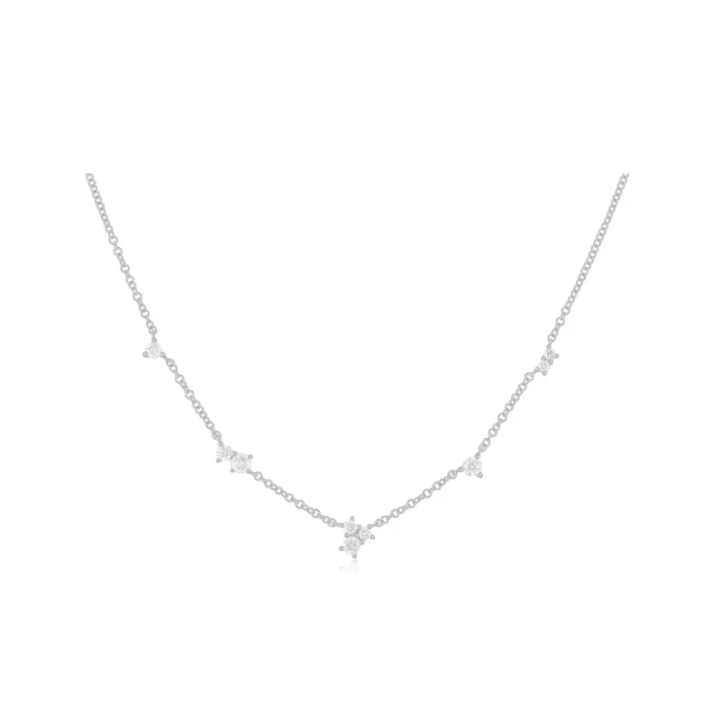Multi Diamond Cluster Necklace sold by EF Collection