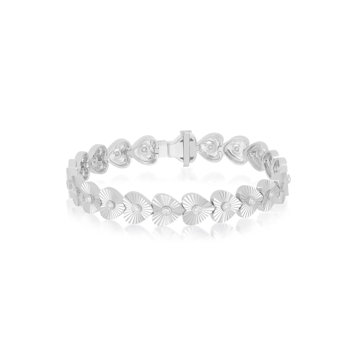 Gold & Diamond Fluted Heart Eternity Bracelet sold by EF Collection product image thumbnail 4