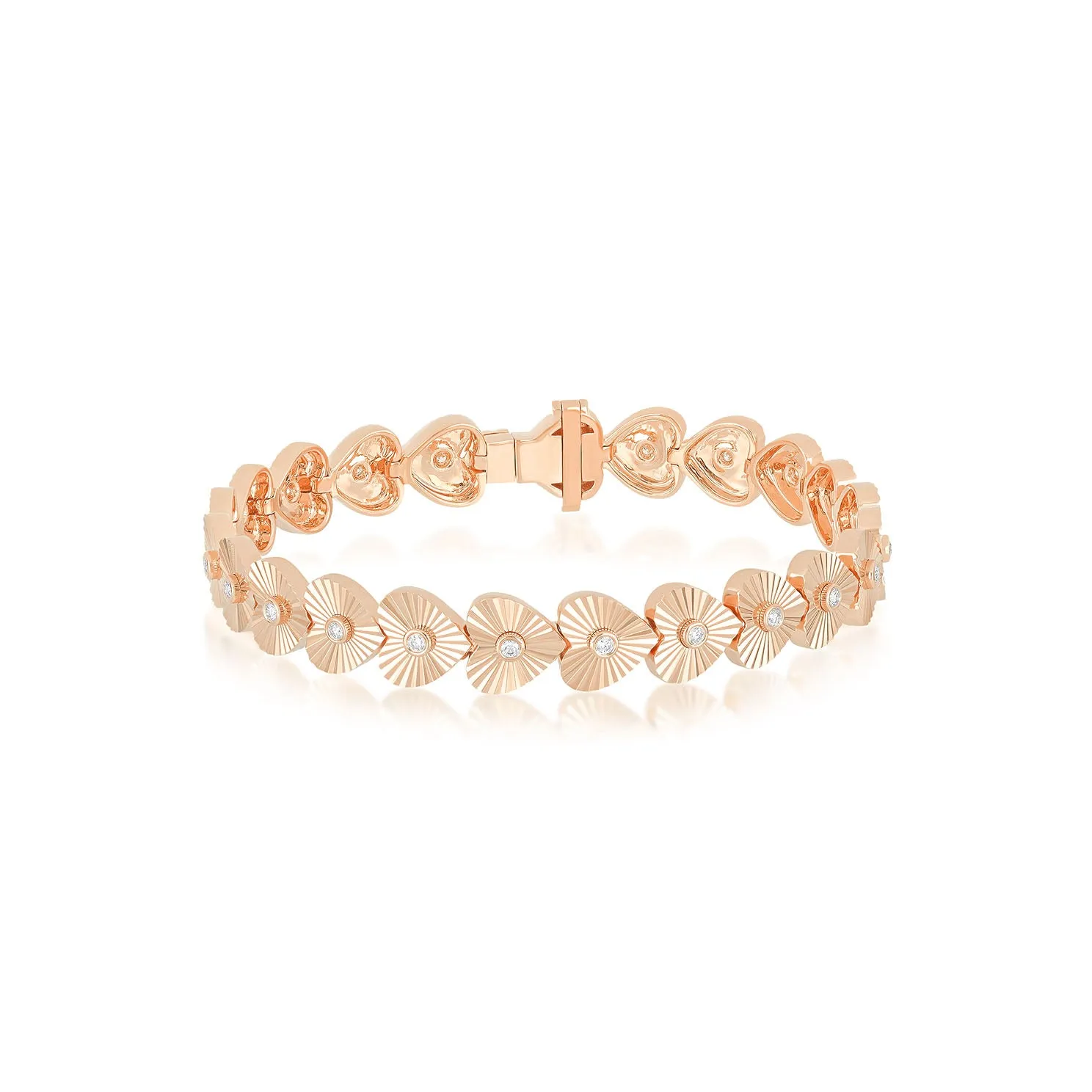 Gold & Diamond Fluted Heart Eternity Bracelet sold by EF Collection product image thumbnail 3